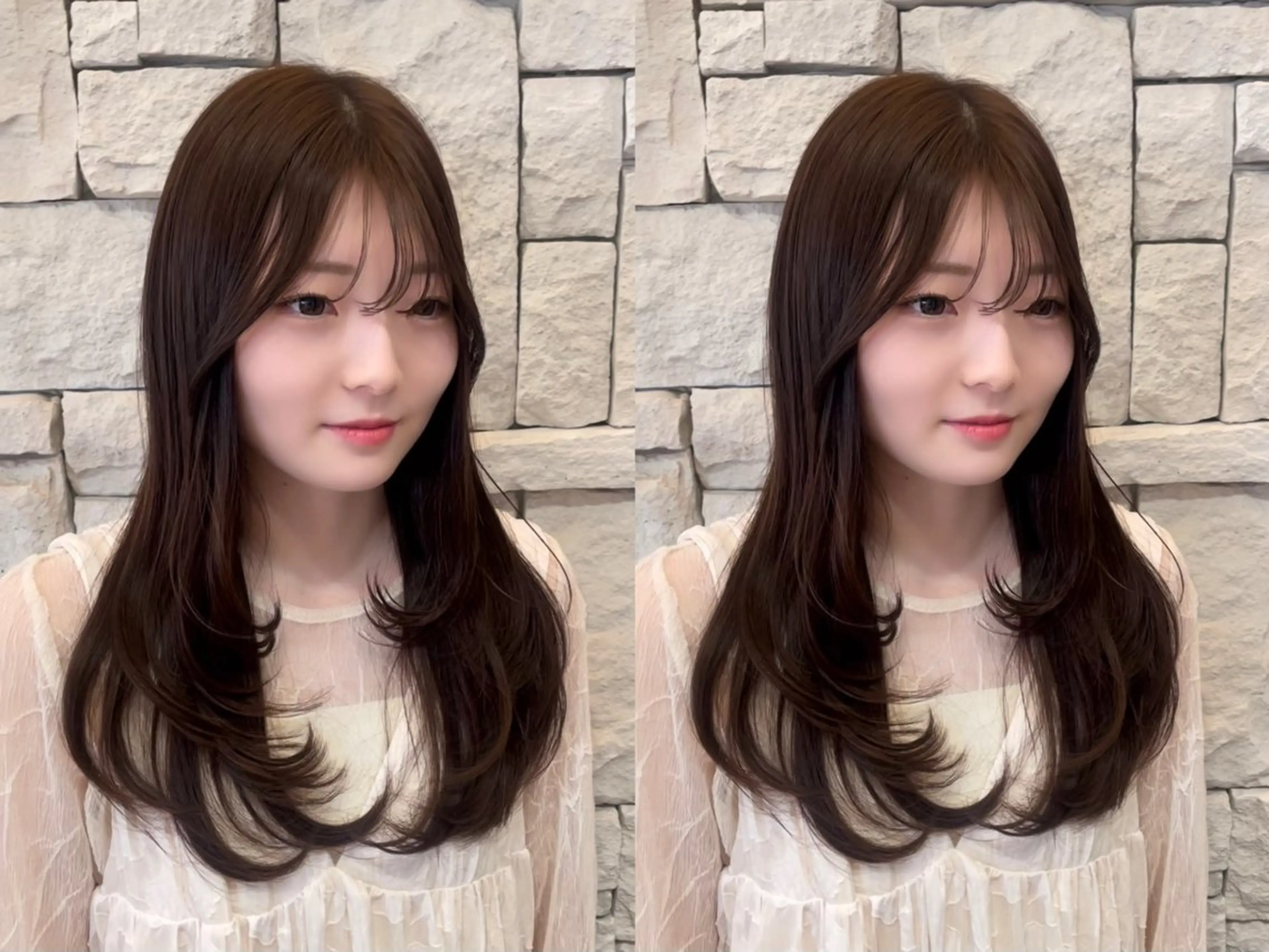 セミロング カラー カット ヘアカラー トリートメント 🤎韓国ヘア ベージュ まゆか🤎のヘアスタイル