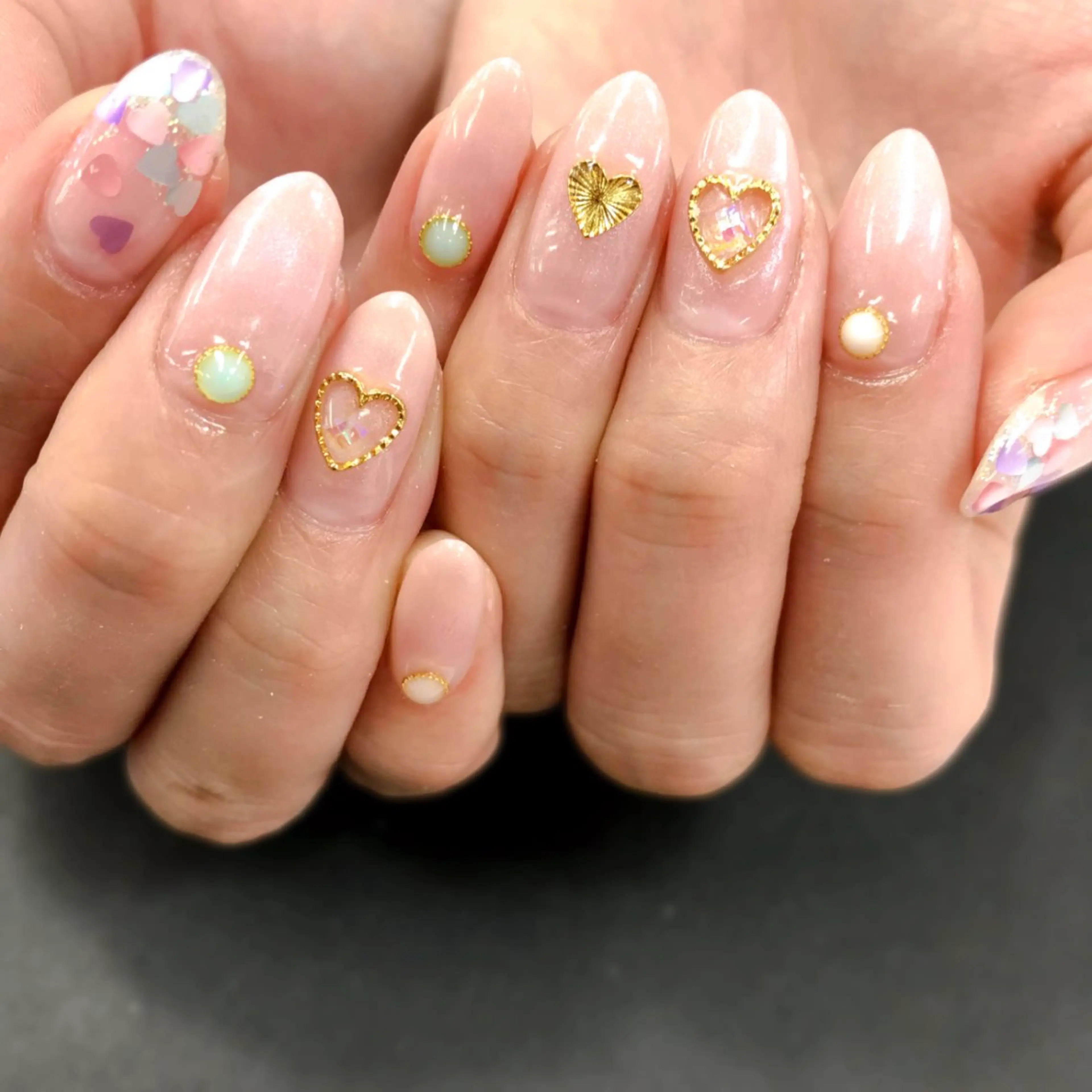 ネイル アートネイル ジェルネイル ハート ハンドネイル NAIL MOONのネイルデザイン