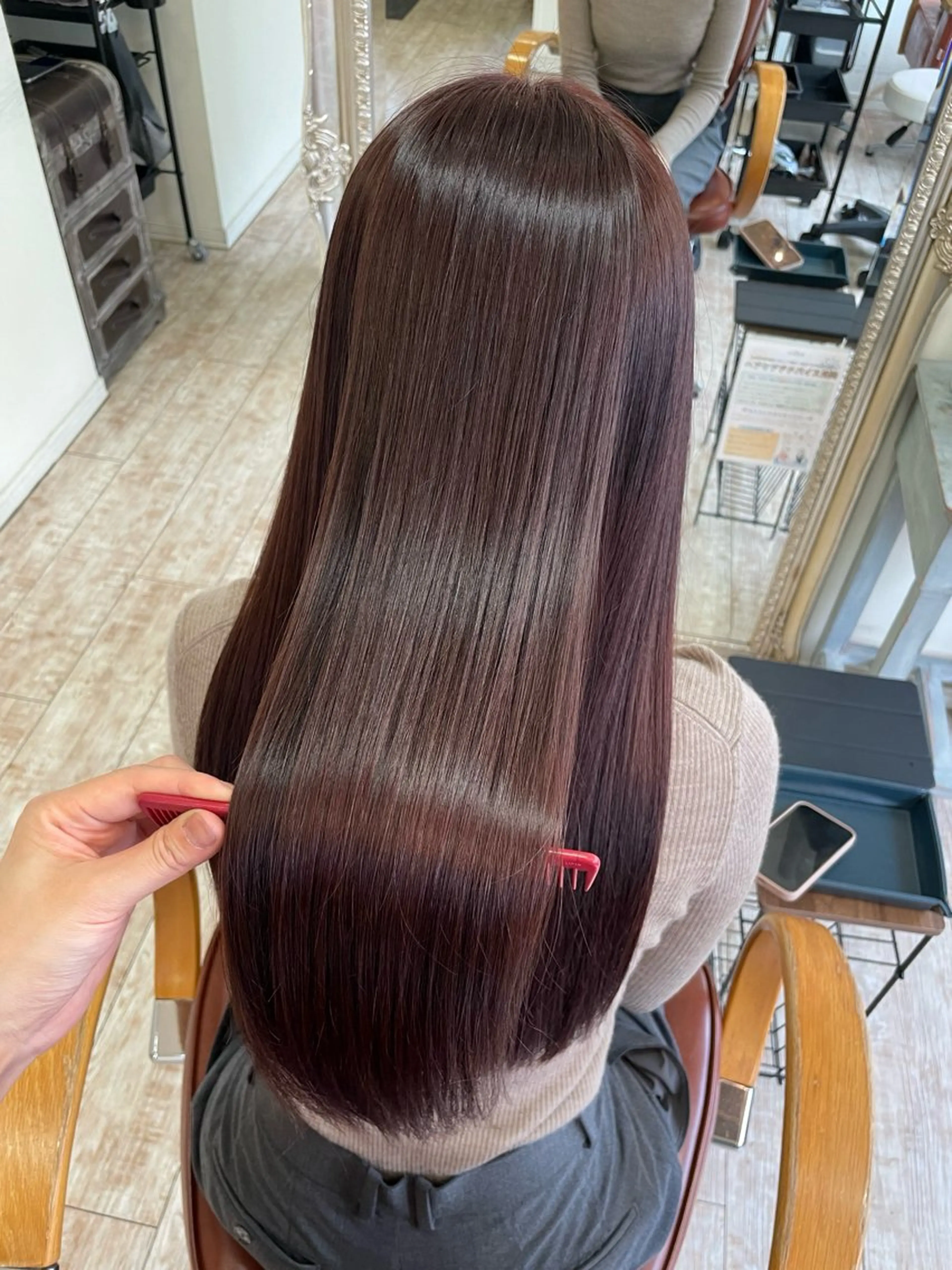 ロング 髪質改善 トリートメント カット ヘアカラー 縮毛矯正 トリートメント 【艶髪カラー】 omiのヘアスタイル