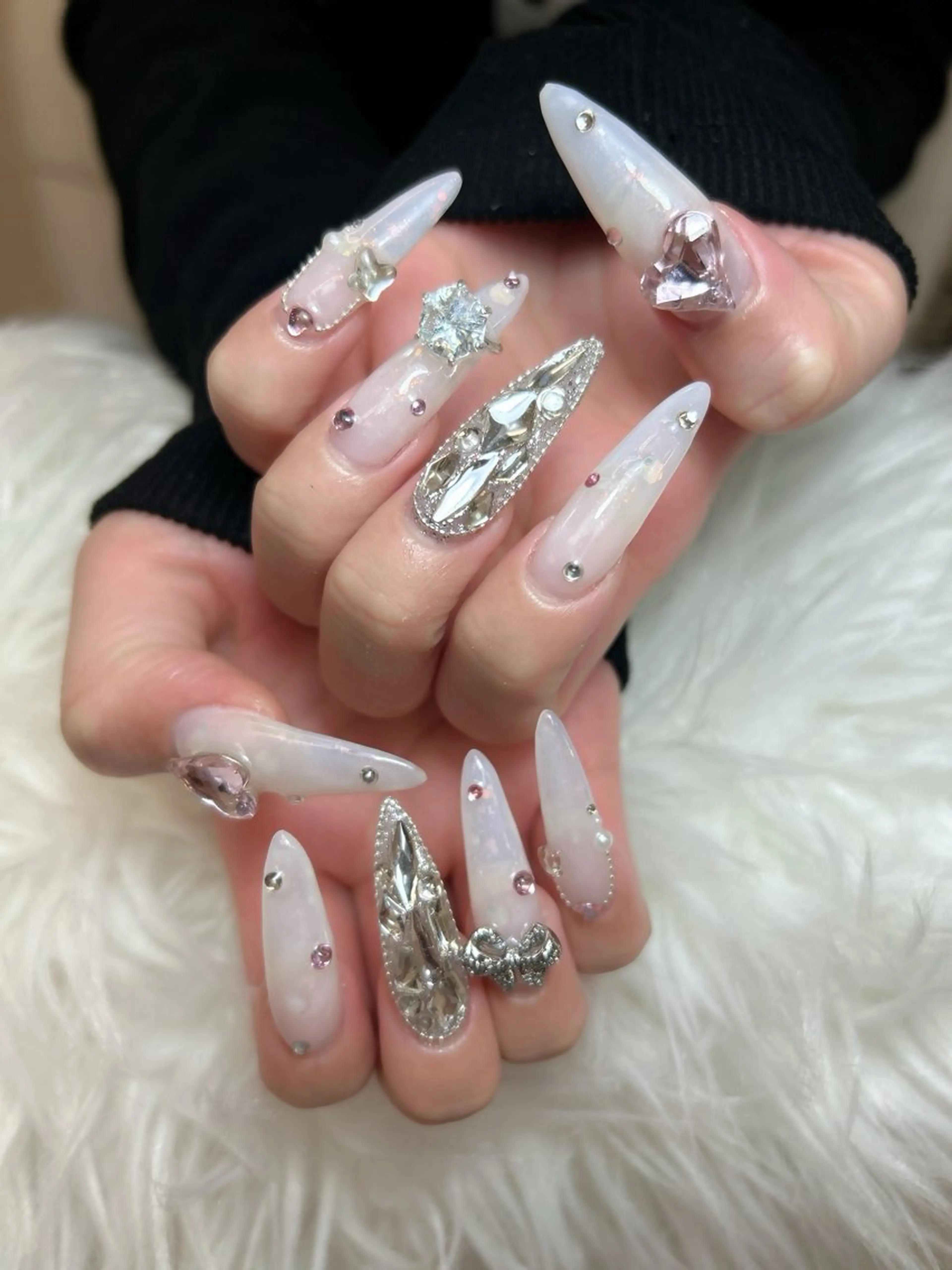 ネイル アートネイル オーロラネイル チークネイル 長さ出し フットネイル Chan nailsのネイルデザイン