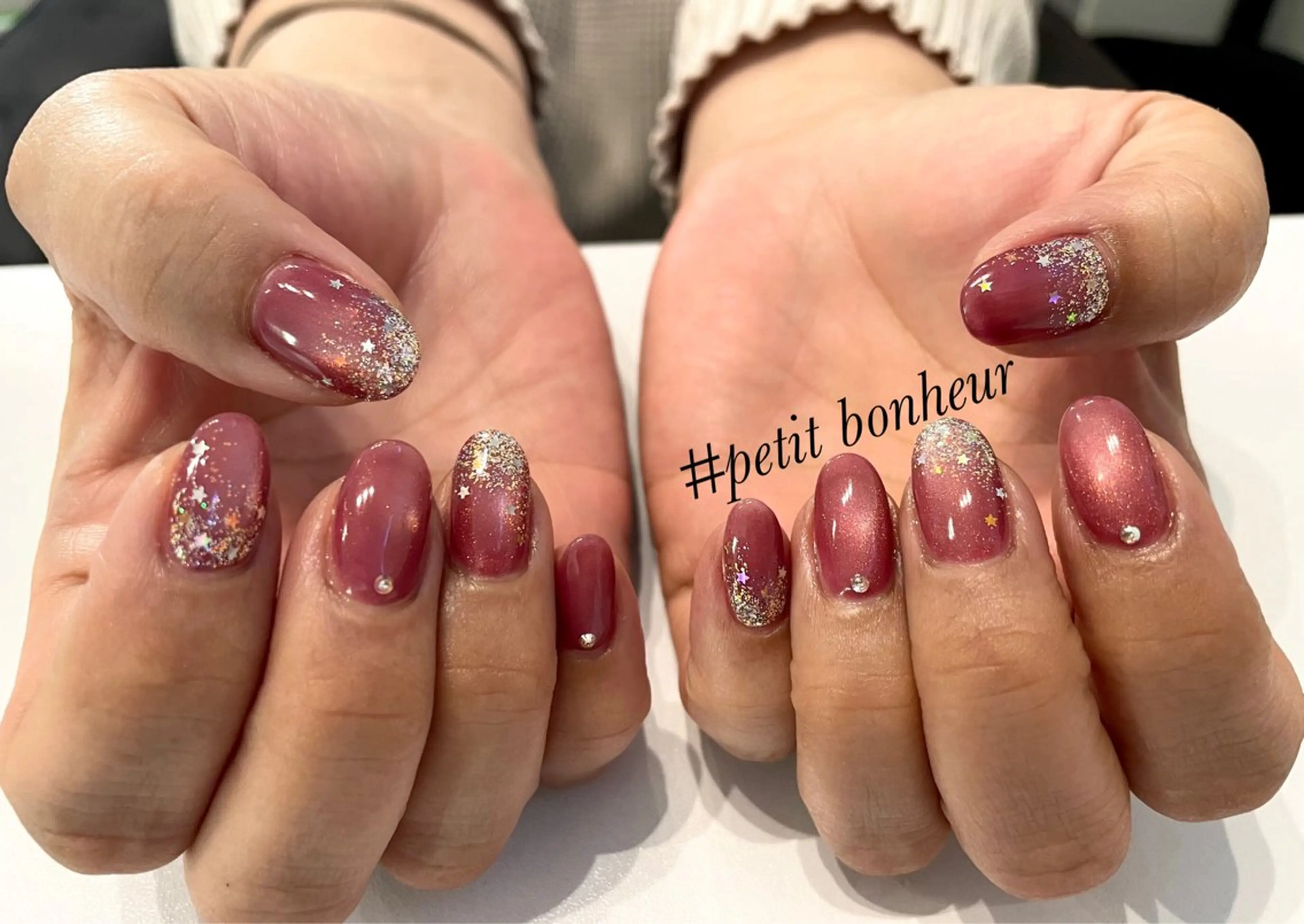 メンズ ネイル クリスマス フラッシュネイル キラキラネイル ラメ(グリッター) マグネットネイル Mas Miのネイルデザイン