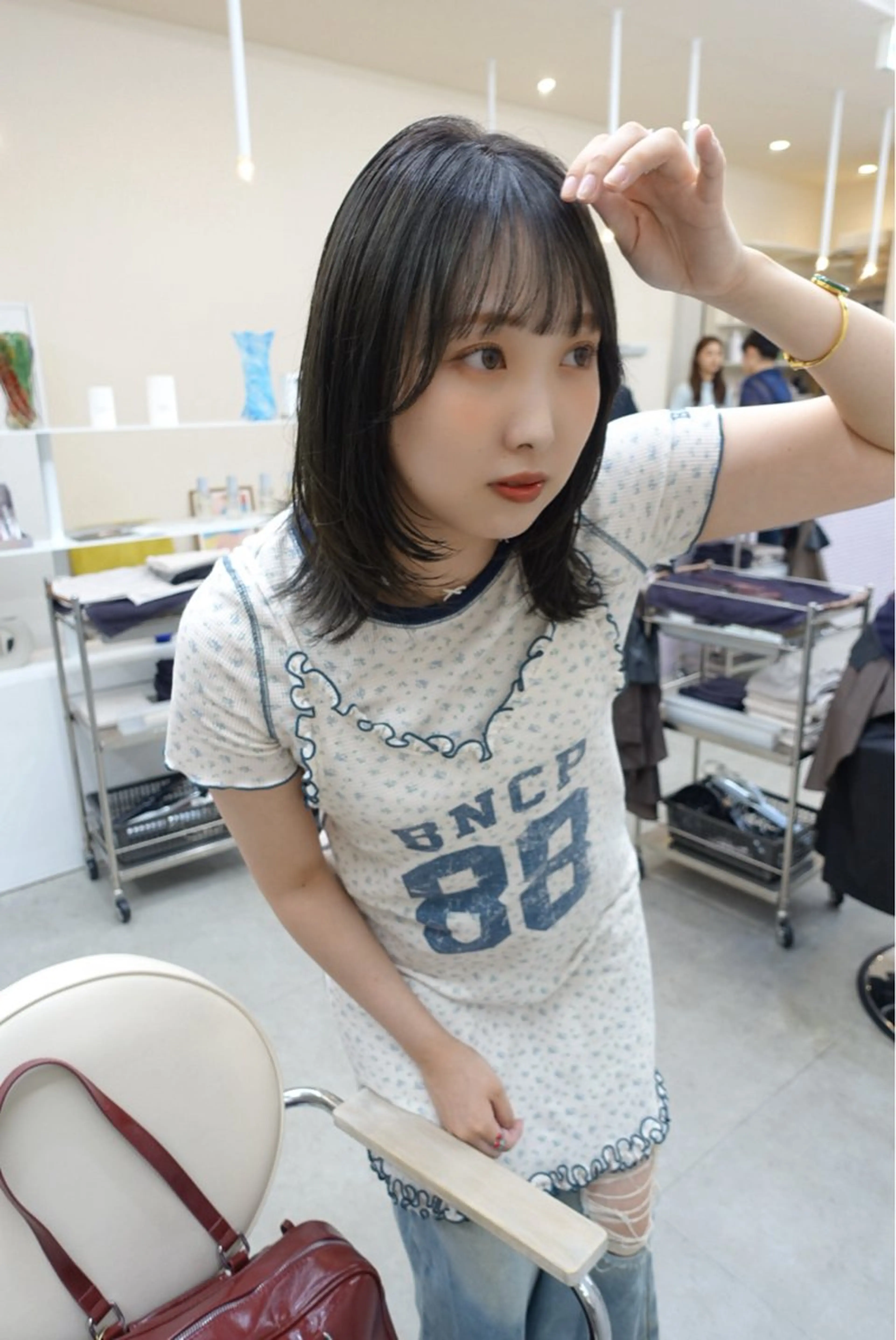 ミディアム ミディアムレイヤー レイヤーカット ヘアカラー ボブカットモデル/パ ーマ/harunaのヘアスタイル