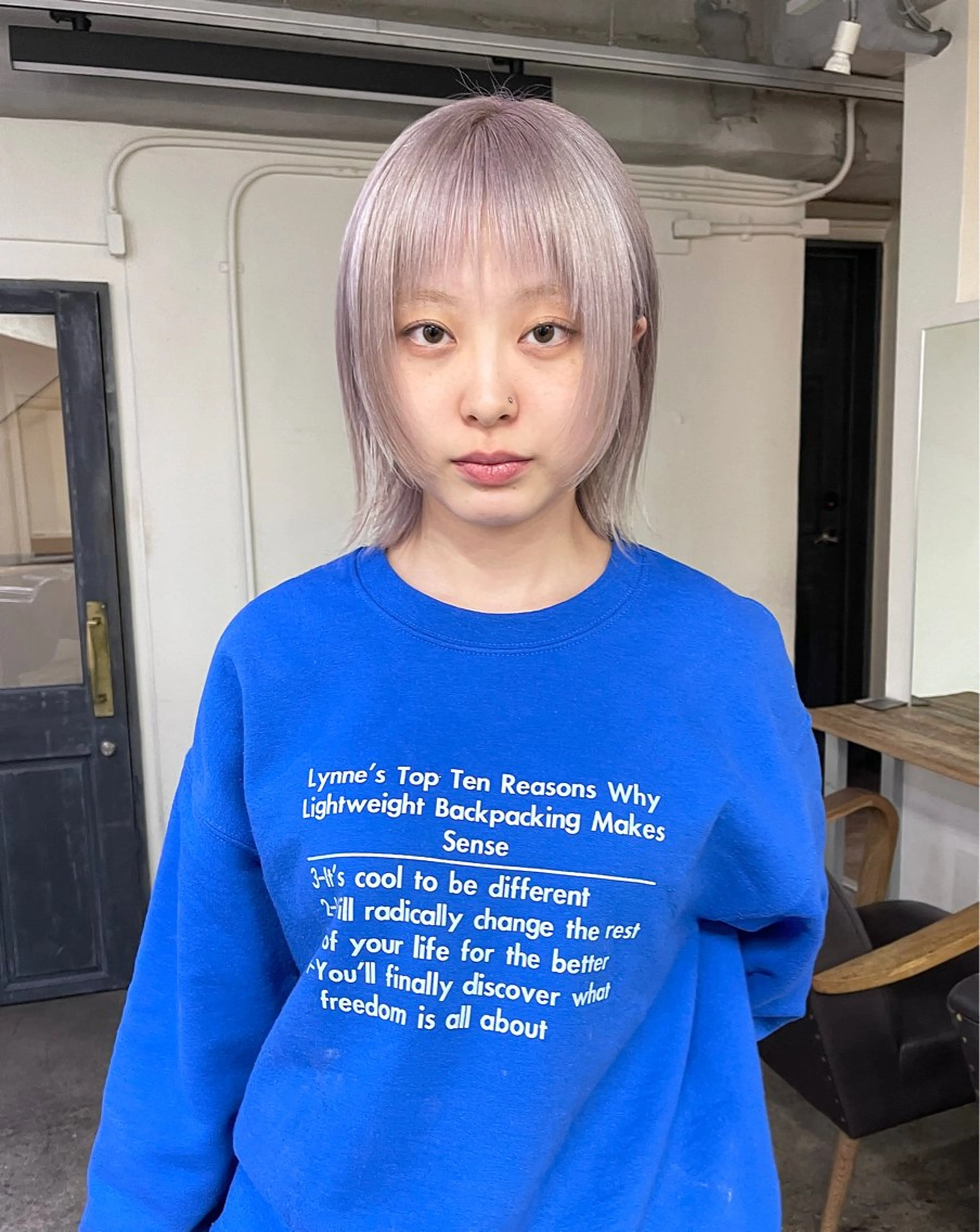 ミディアム カット ヘアカラー パーマ トリートメント ヘアセット 安部佑哉/ハイトーン /レイヤー/ブリーチのヘアスタイル