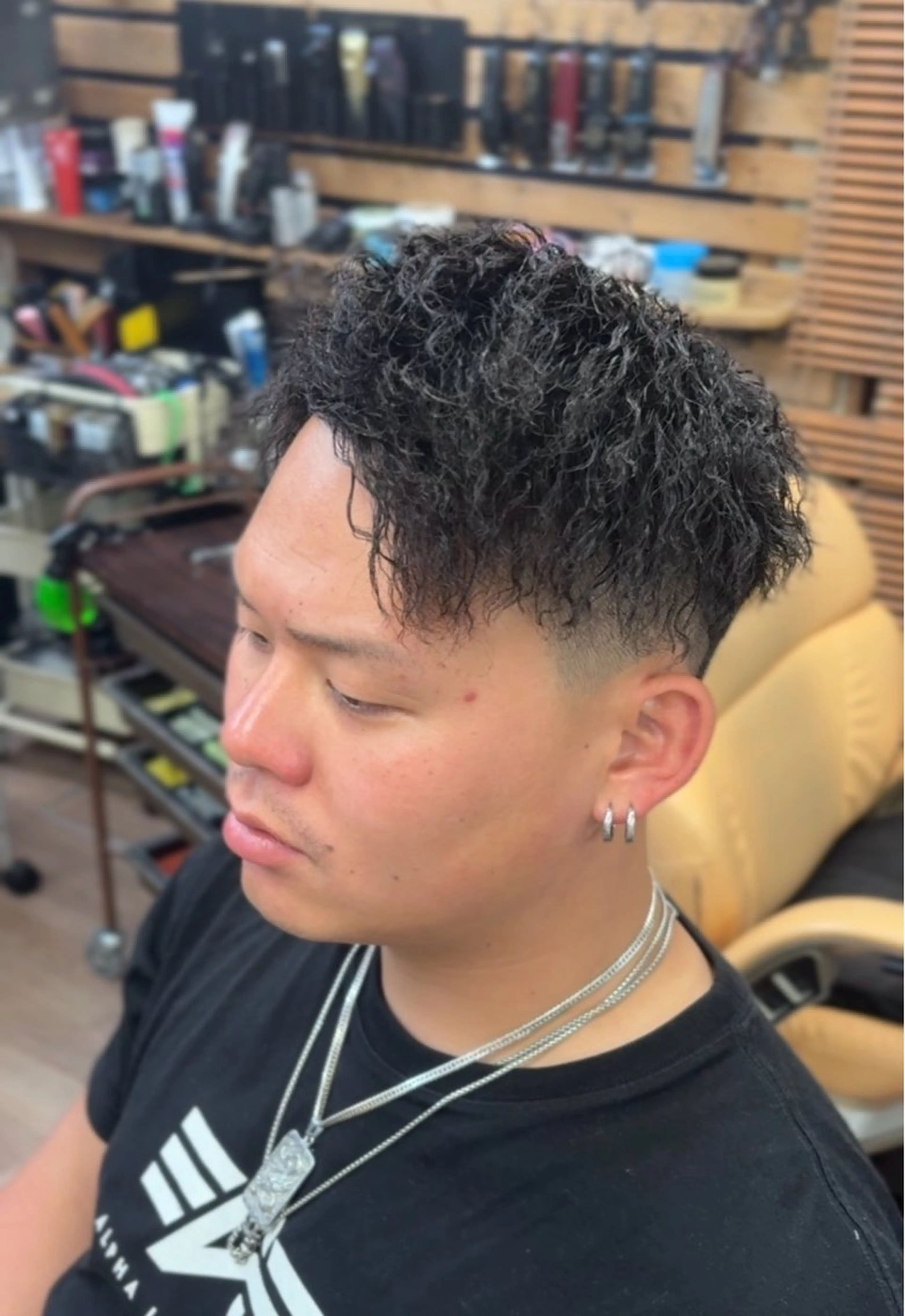 ミディアム パーマ メンズ カット パーマ 💈メンズカット 💈とーごのヘアスタイル