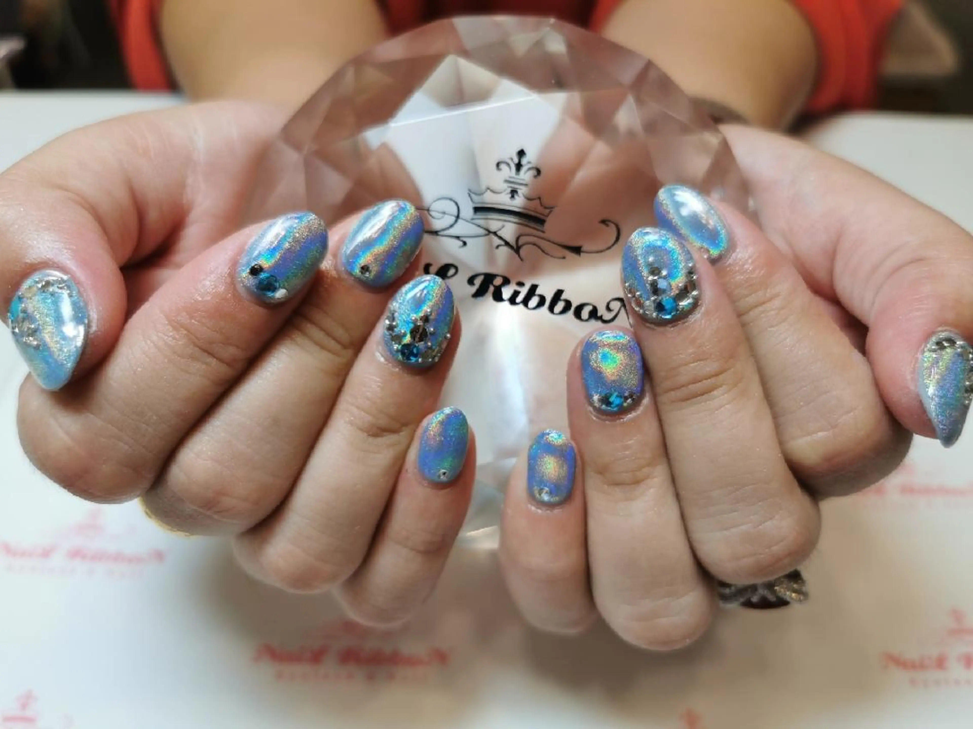 ネイル ハンドネイル ネイルリボン 受付スタッフのネイルデザイン