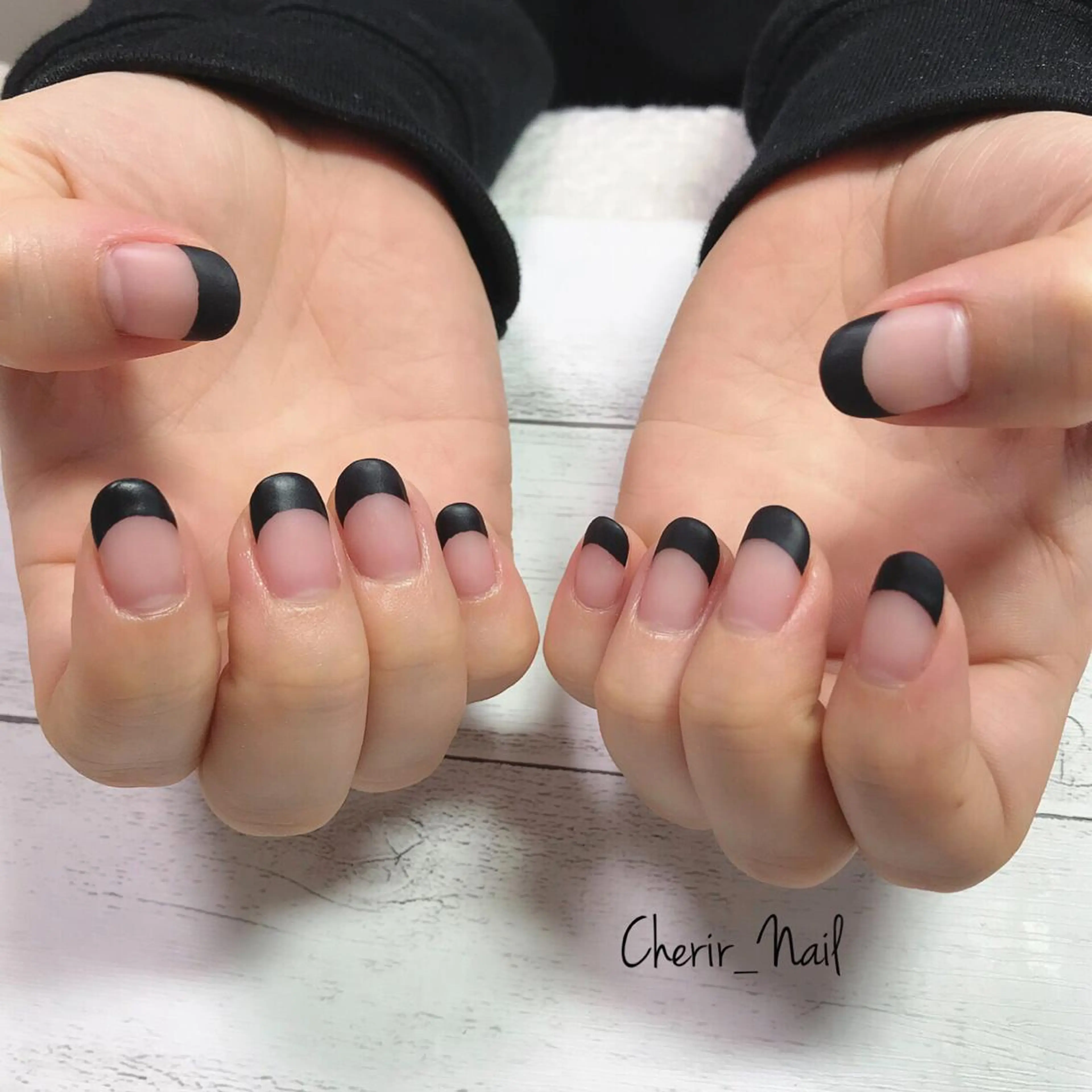 ネイル カジュアル フレンチネイル 韓国ネイル マットネイル シンプルネイル Cherirnail kaoriのネイルデザイン