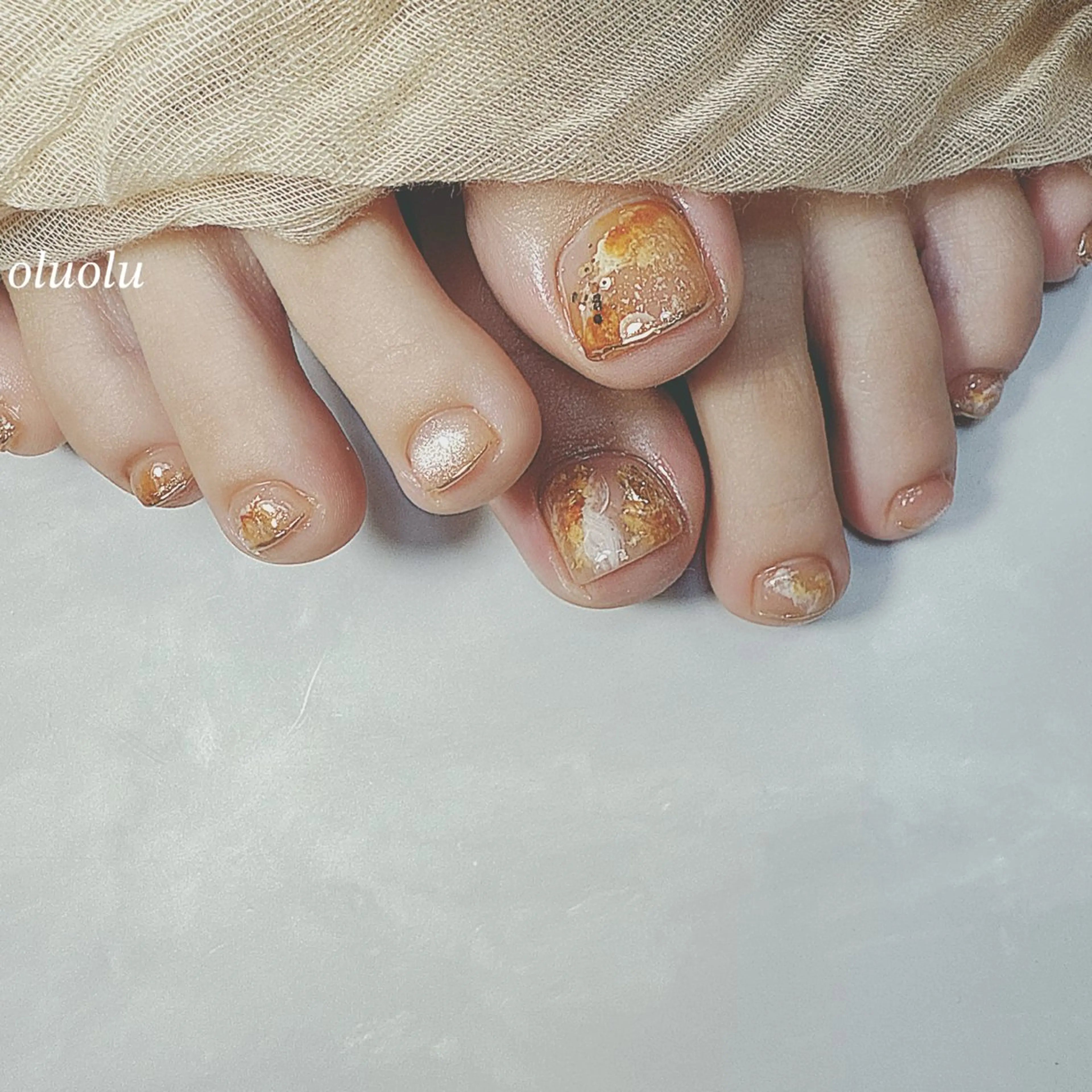 ネイル アートネイル べっ甲ネイル フットネイル マグネットネイル ニュアンスネイル フットネイル 大村 紬華のネイルデザイン