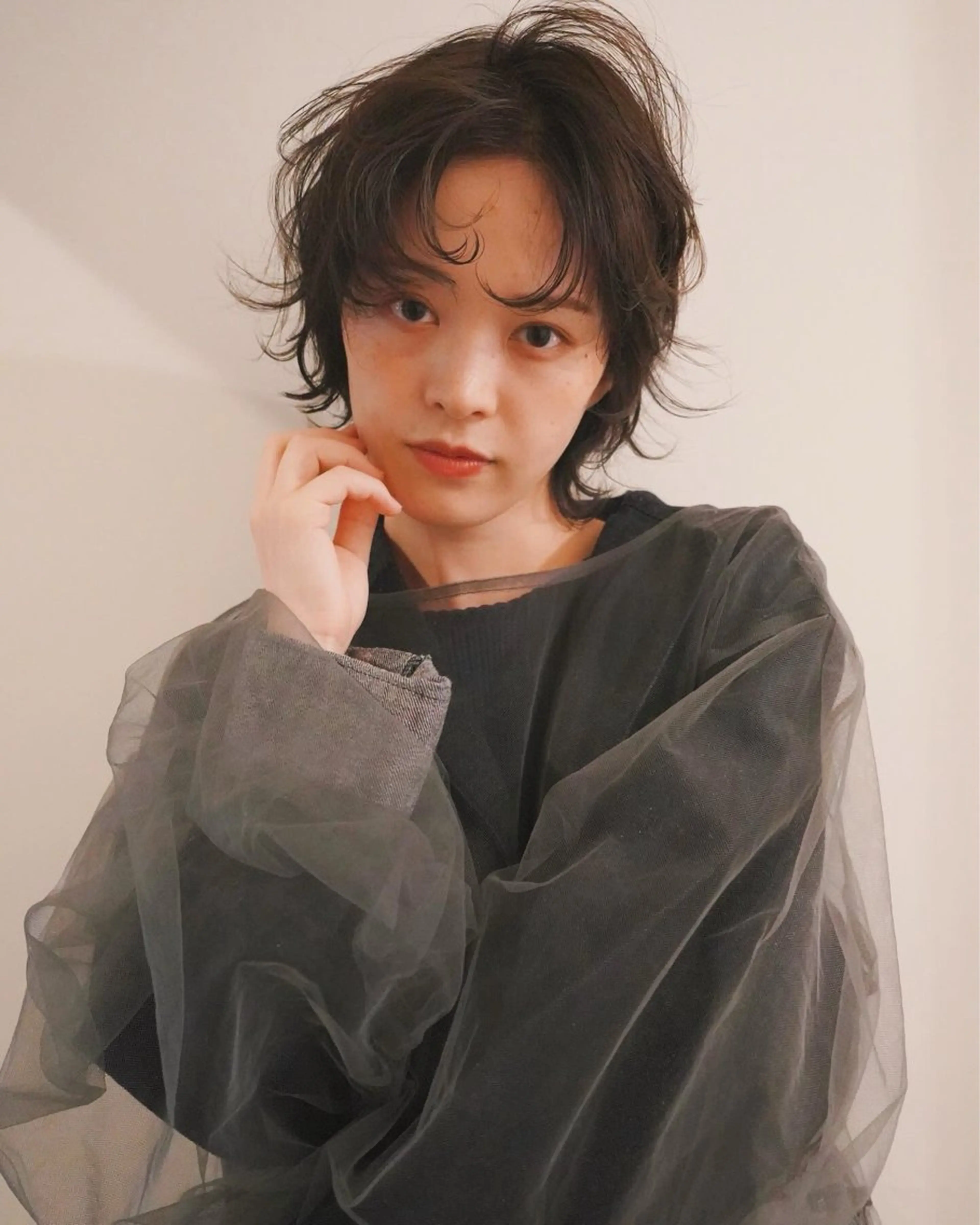 ミディアム カット ヘアカラー トリートメント 落合希 Olivebeigeのヘアスタイル