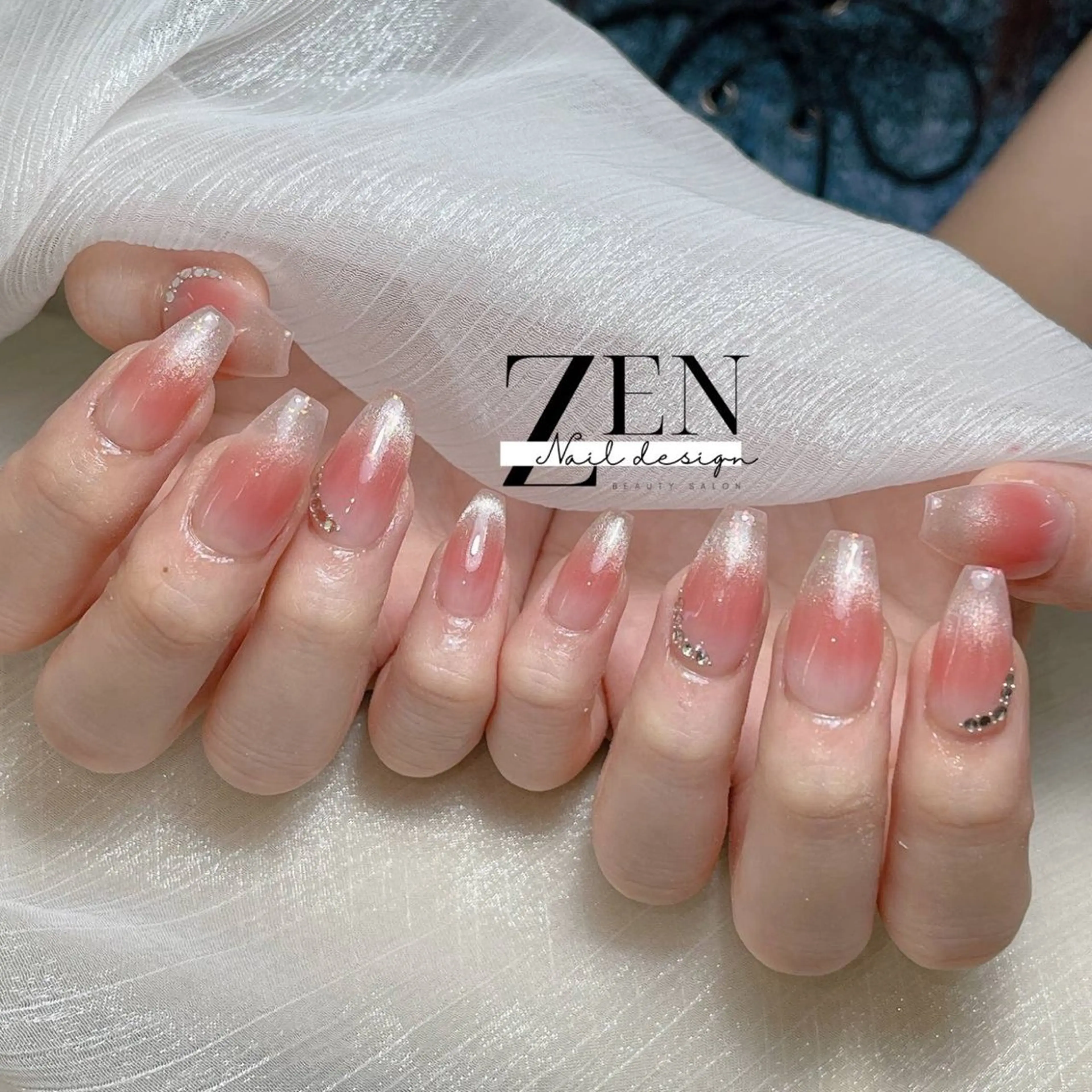 ネイル チークネイル 長さ出し フレンチネイル 韓国ネイル マグネットネイル ハンドネイル Zen Nail Design 池袋のネイルデザイン