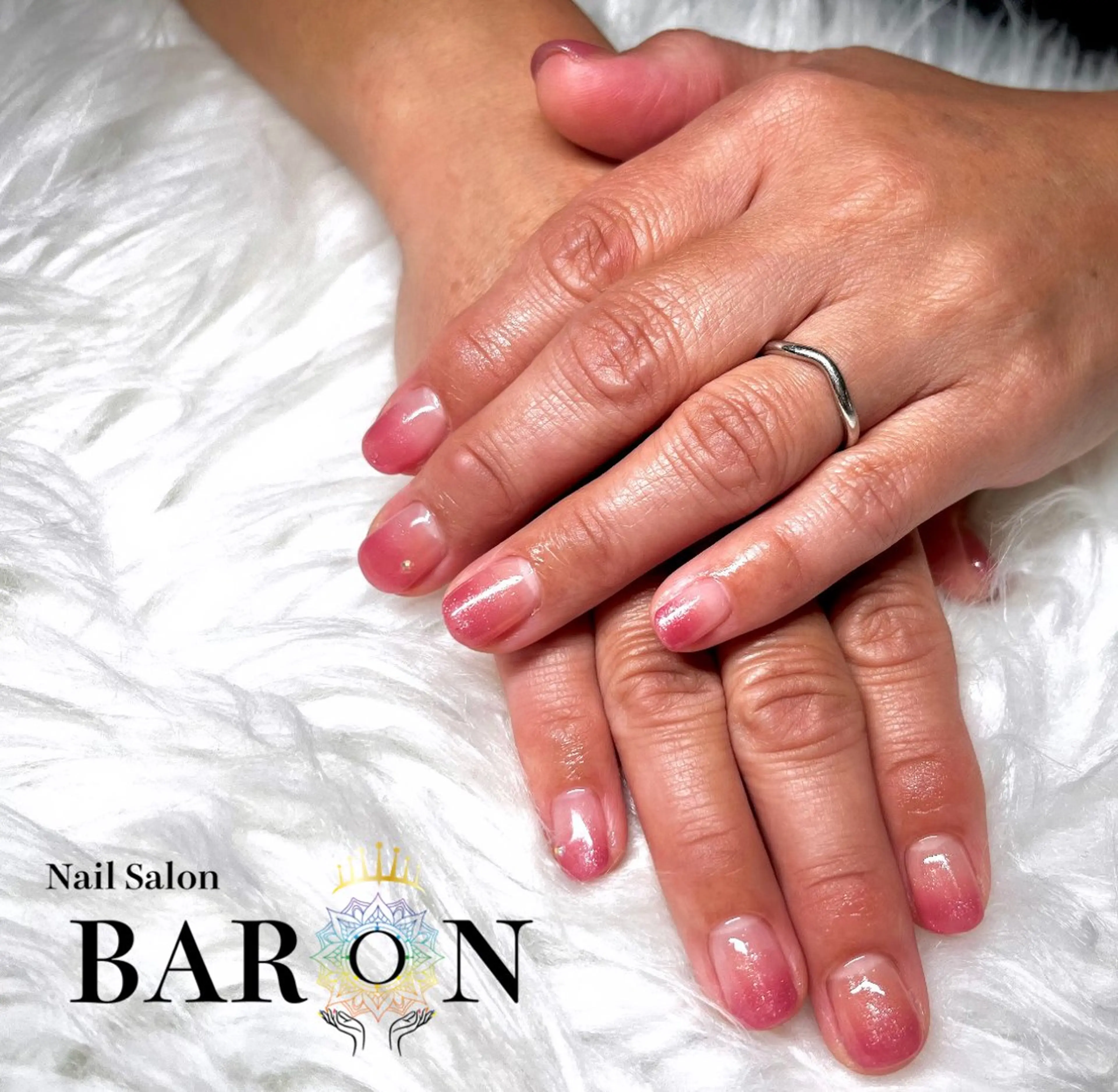 ネイル ラメ(グリッター) ピンク ストーンネイル ハンドネイル ☆SAKI☆ BARON 店長のネイルデザイン