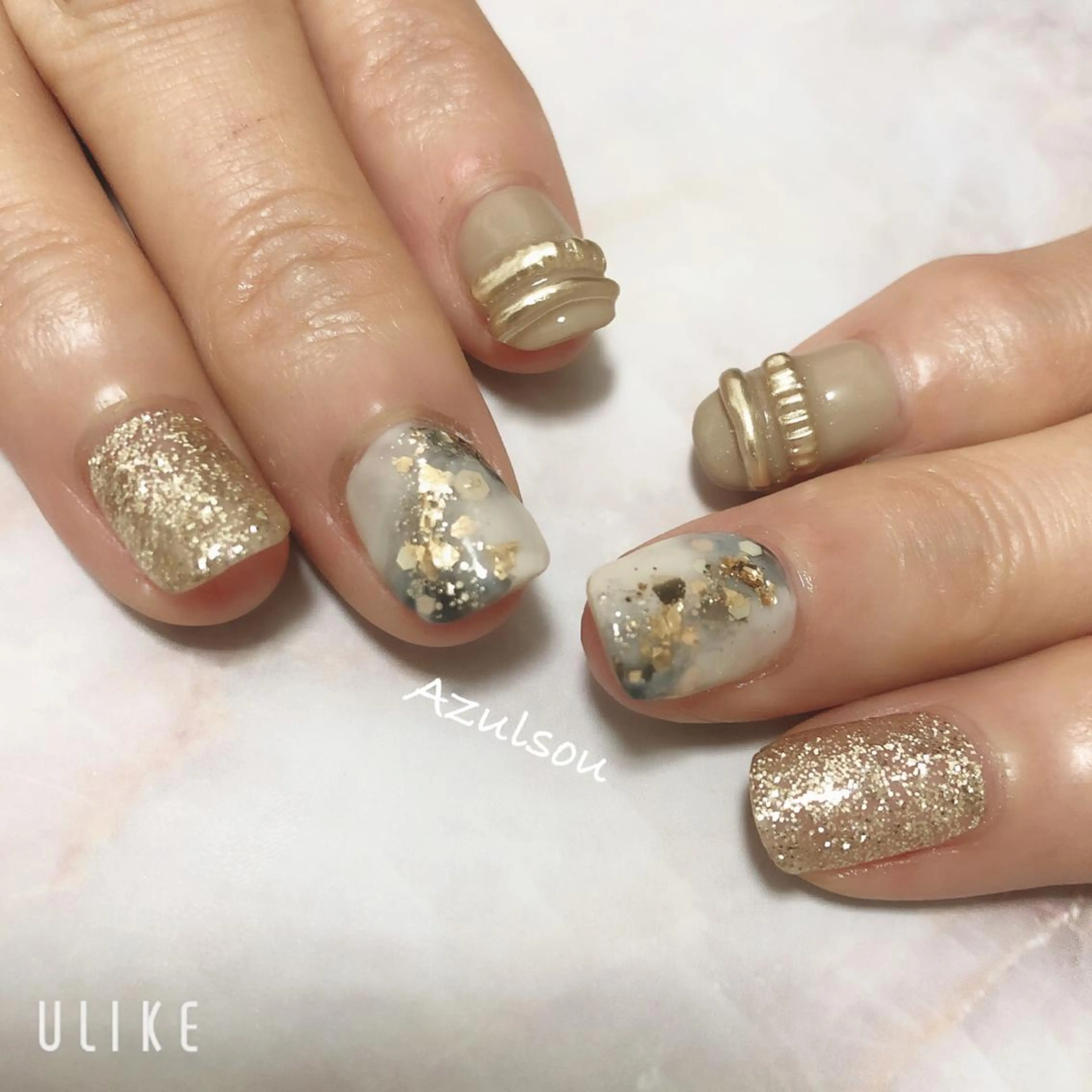 ネイル ジェルネイル 韓国ネイル ミラーネイル 持ち込み ニュアンスネイル Azulsou 廣川愛のネイルデザイン