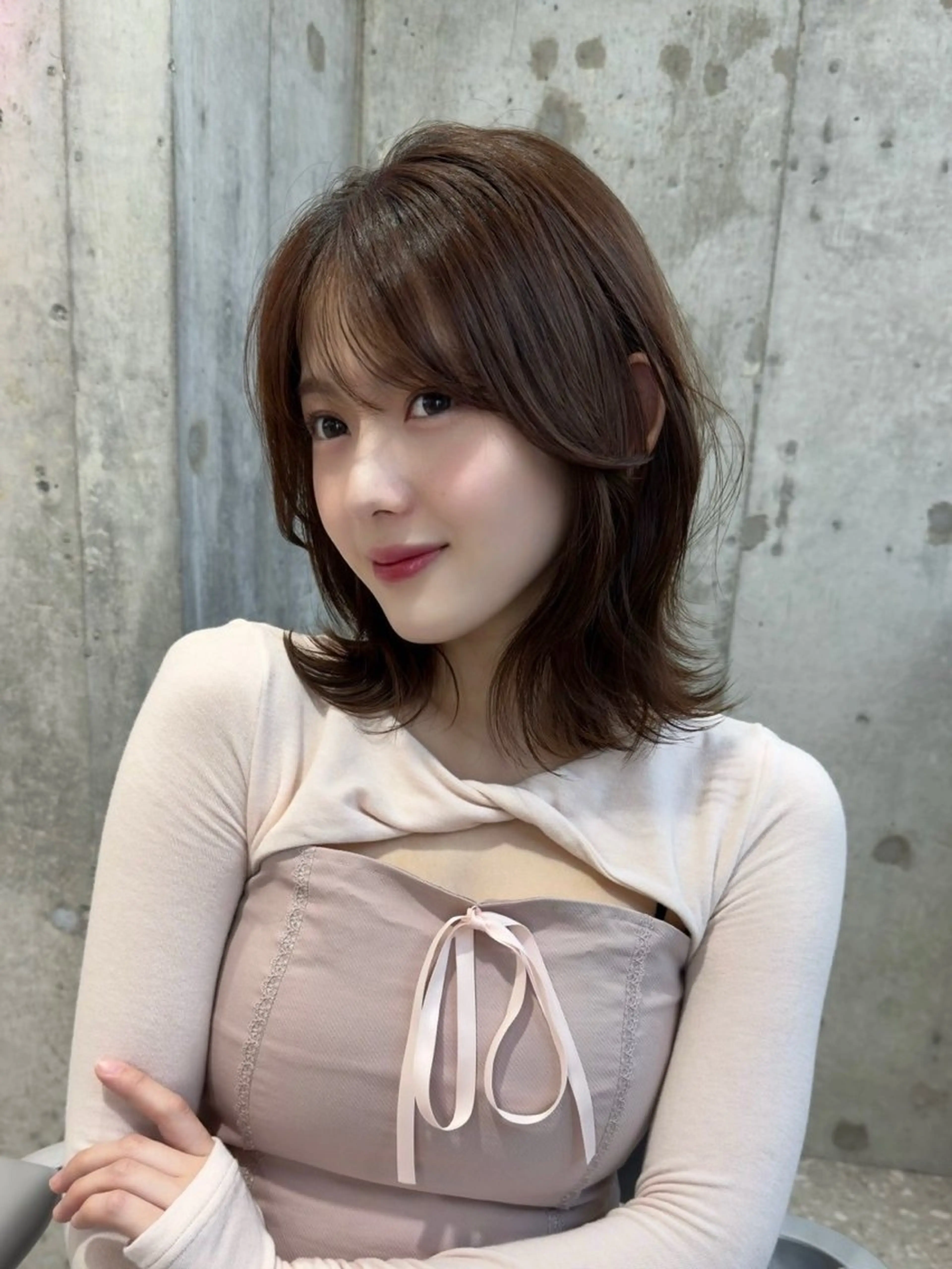 ミディアム ボブレイヤー ボブ 韓国風ヘア レイヤーカット 外ハネヘア ボブ/レイヤーボブ/ 髪質改善/梶川 夏季のヘアスタイル