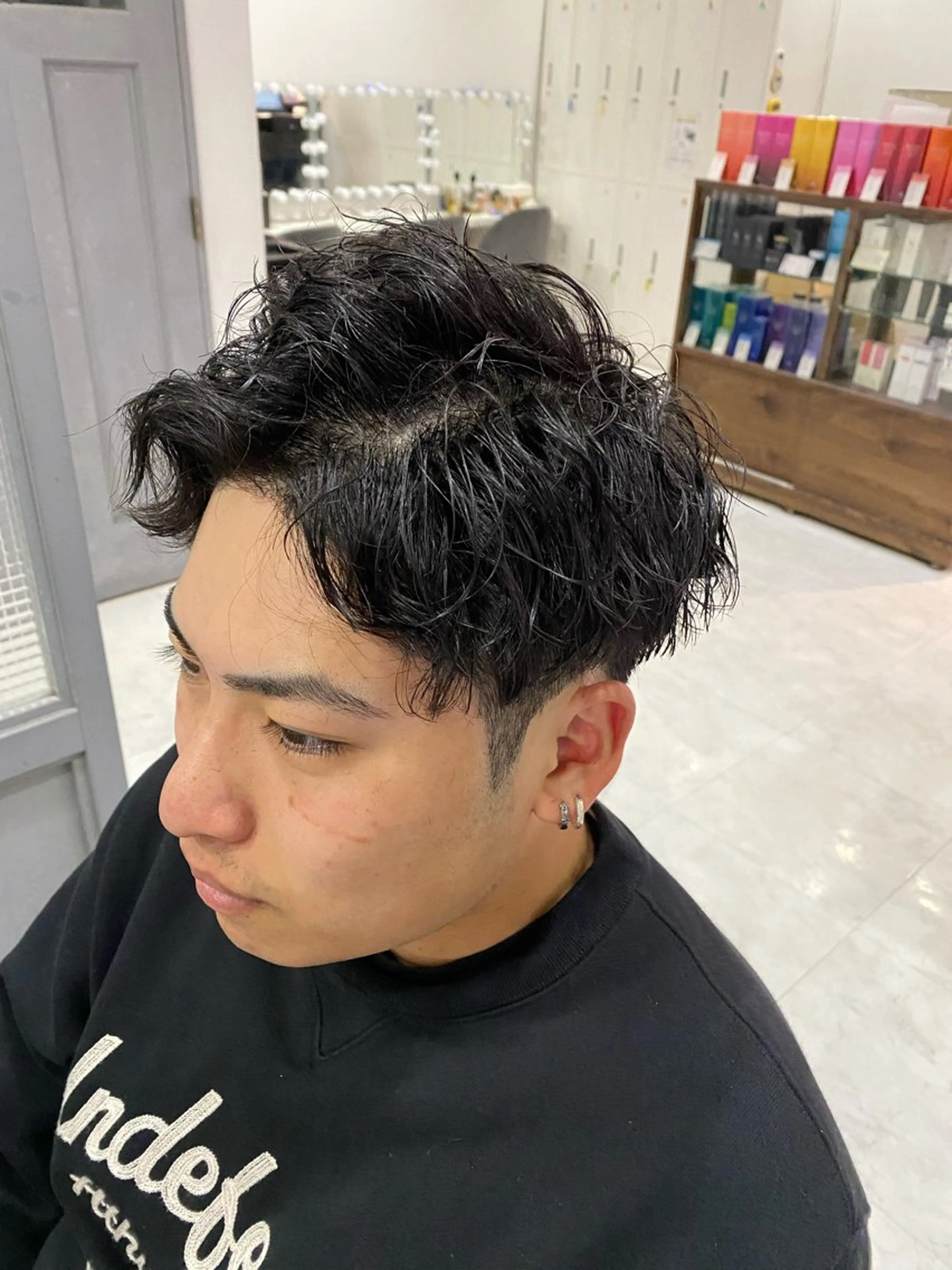 ミディアム パーマ メンズ カット パーマ トリートメント 🟣メンズパーマ 川端 永遠🟣のヘアスタイル