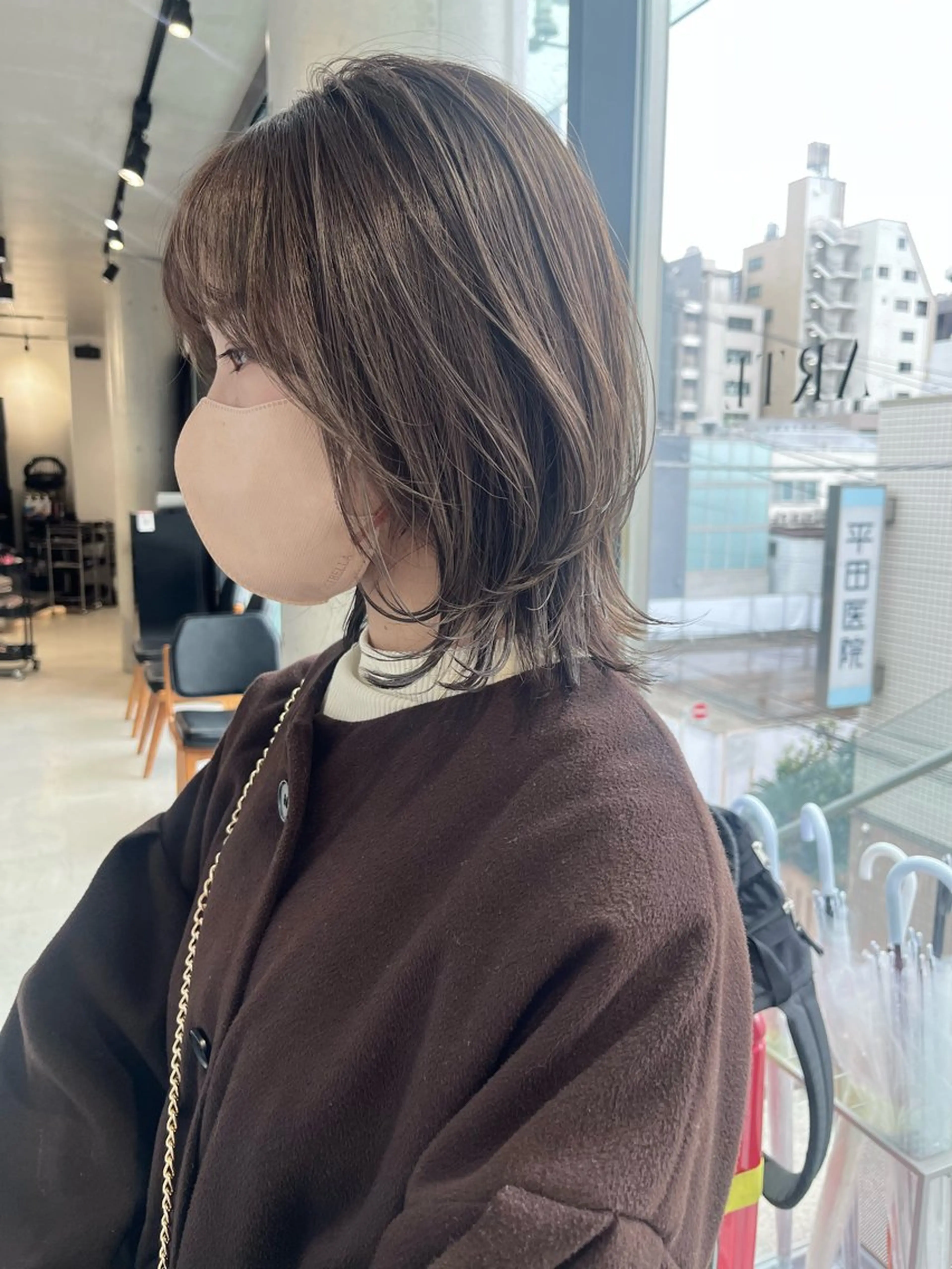 ミディアム カラー パーマ カット ヘアカラー トリートメント ヘッドスパ ヘアセット 透明感/オリーブ/ グレージュ/YUKAのヘアスタイル
