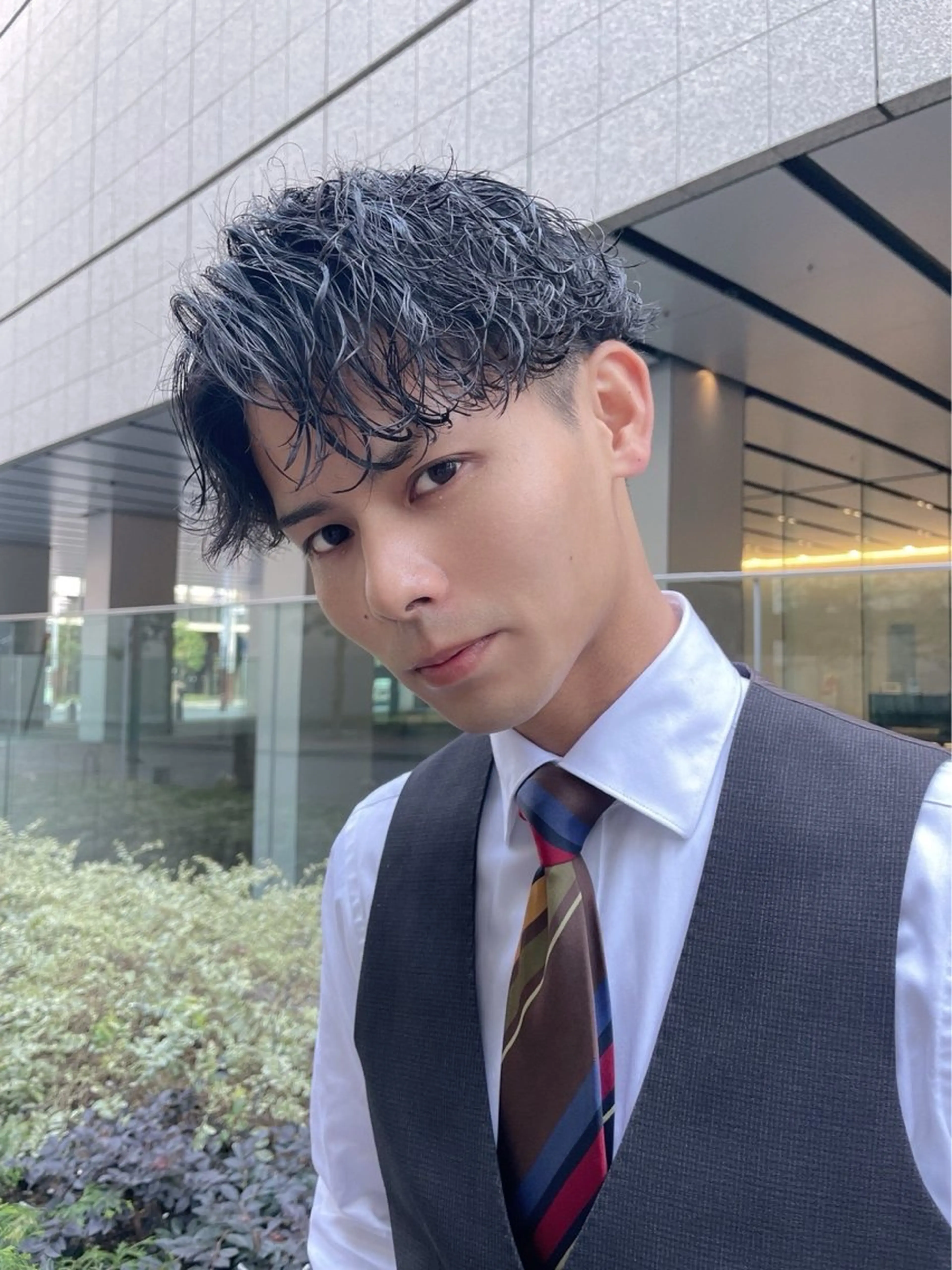 ショート カラー パーマ ヘアアレンジ メンズ センターパート メンズ特化酒井翔太 /メンズカット/名駅のヘアスタイル