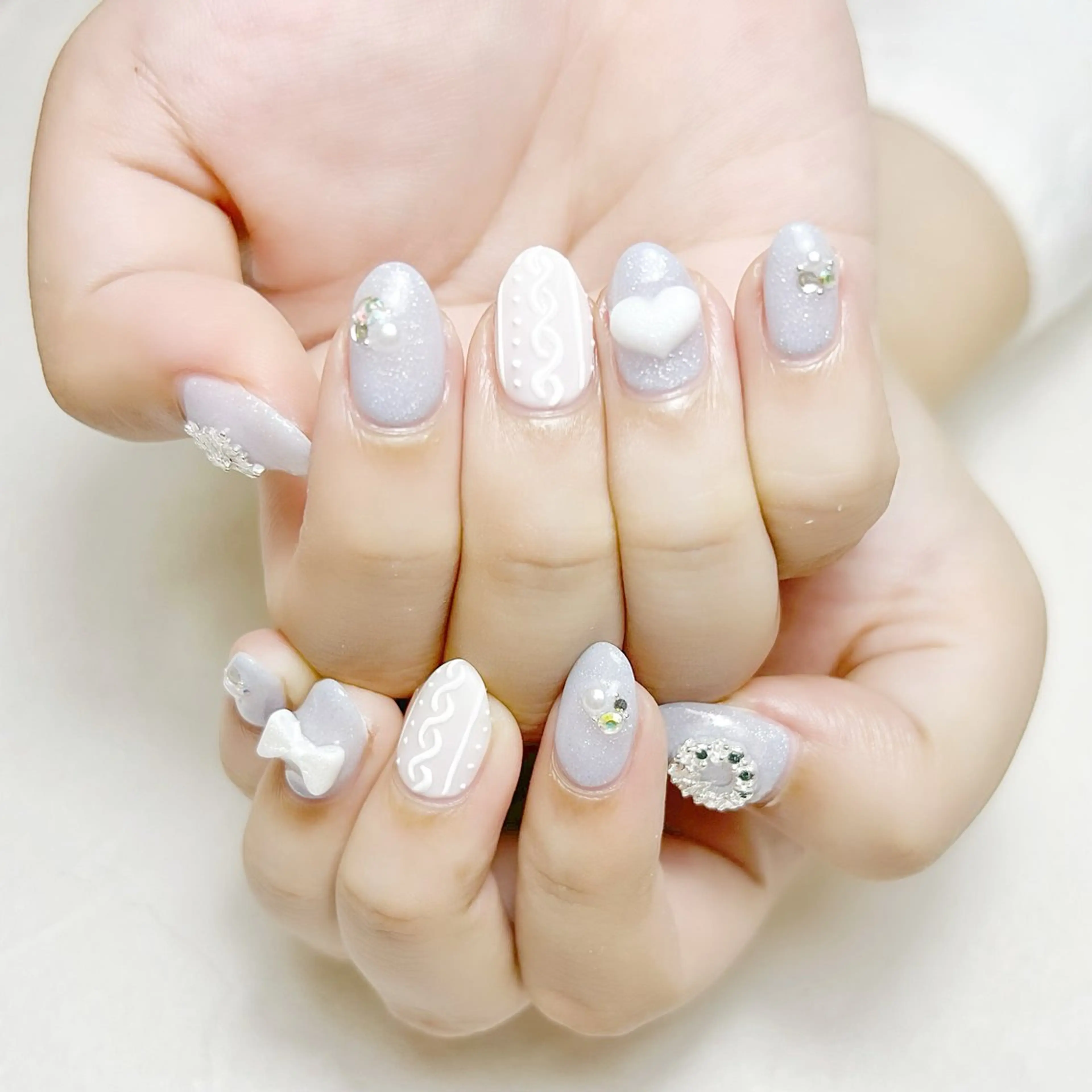 ネイル ブルー ハート 冬ネイル rouse nail RISATOのネイルデザイン