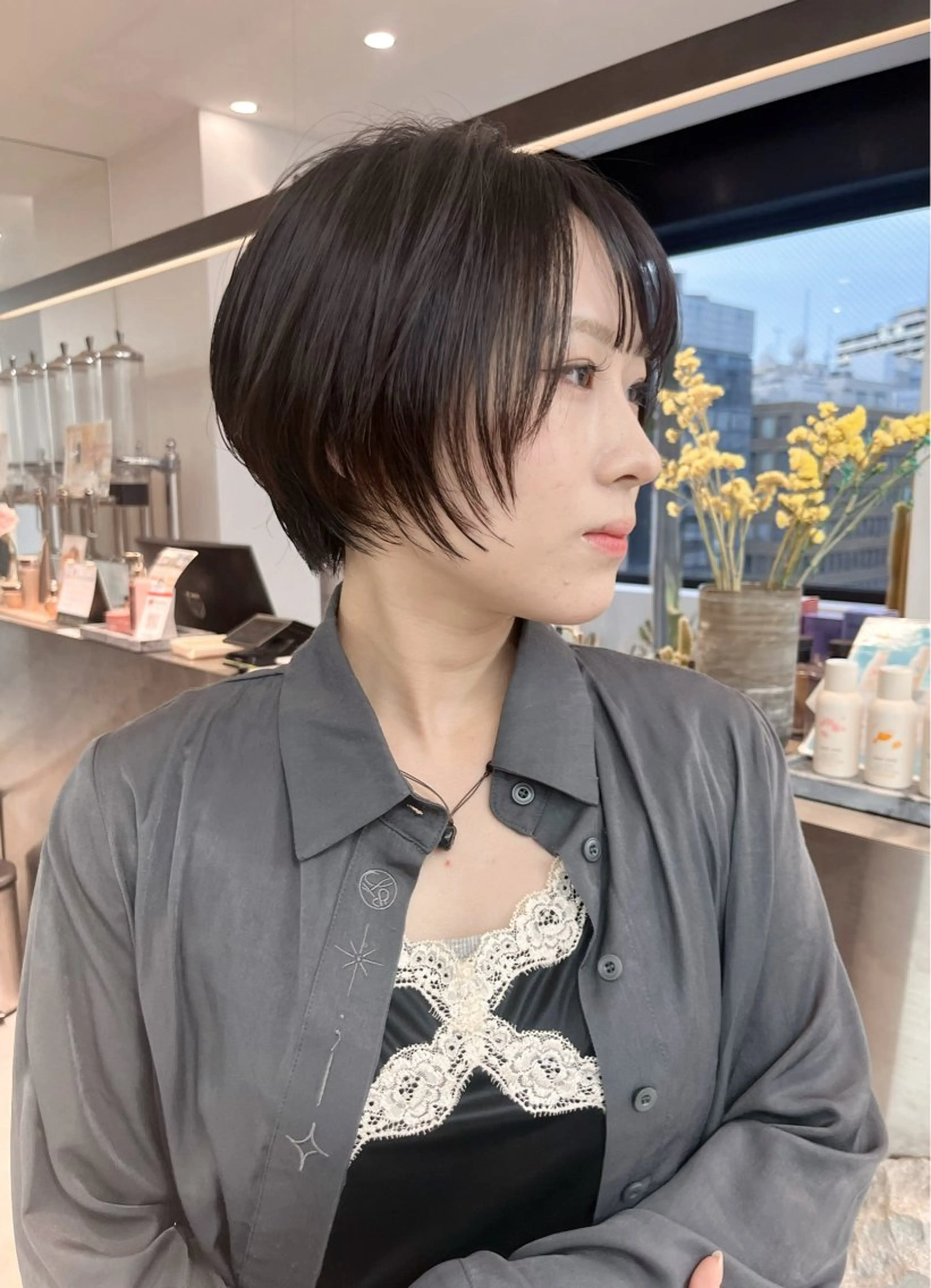 ショート 透明感カラー縮毛矯正 レイヤー/えいすけのヘアスタイル