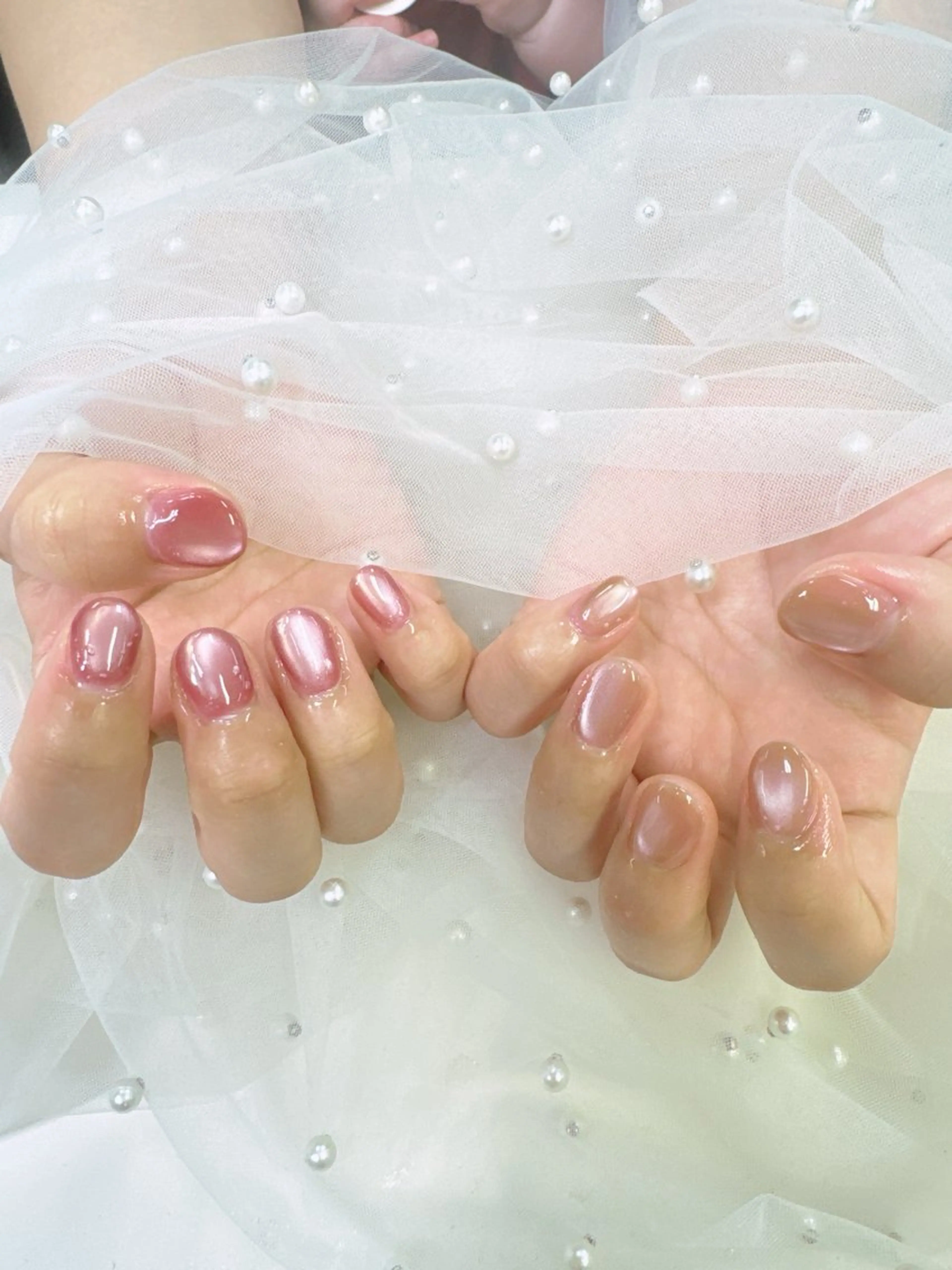 ネイル ボルドー ジェルネイル キラキラネイル ロングネイル マグネットネイル Queeens nailのネイルデザイン