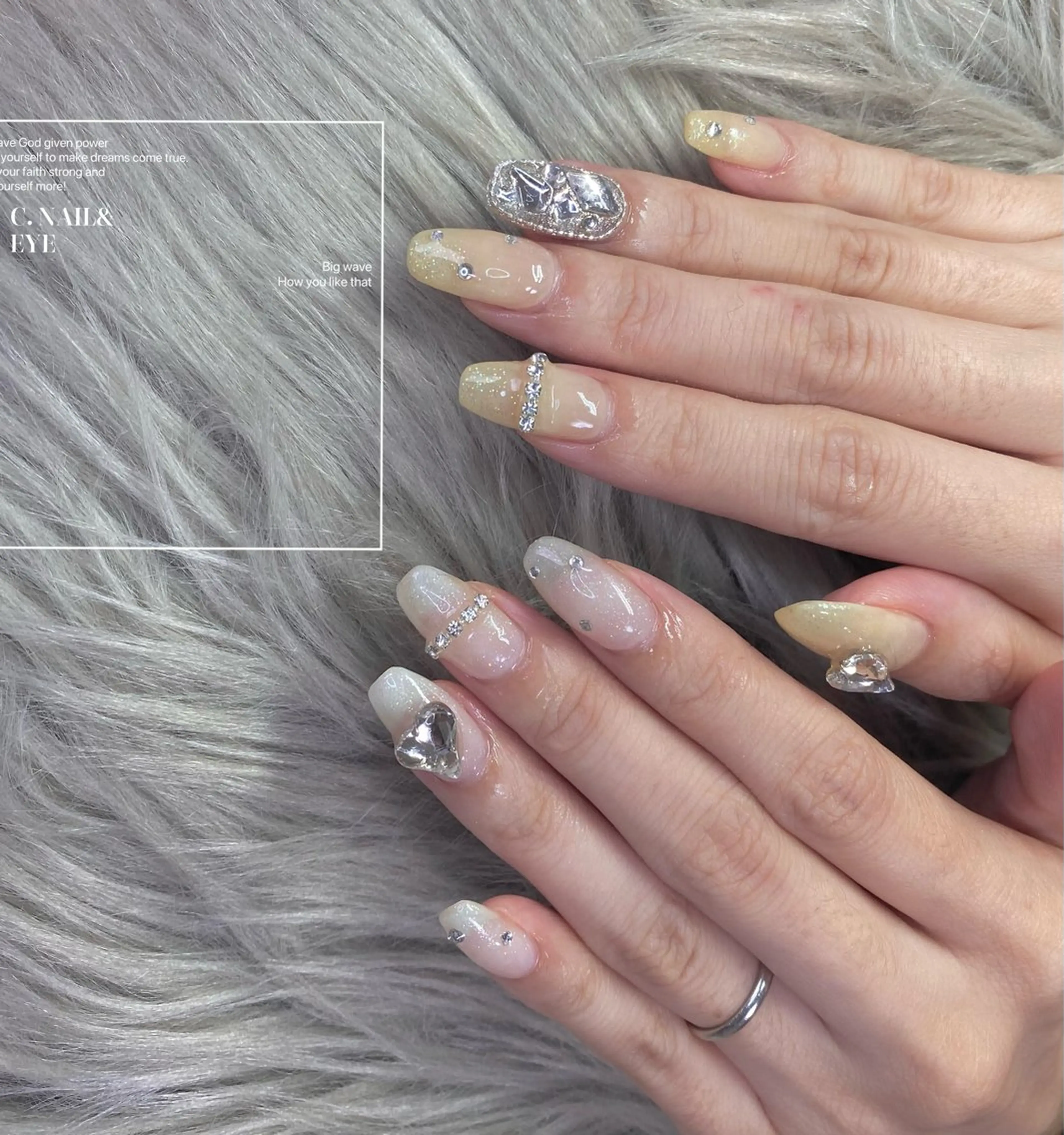 ネイル キラキラネイル 韓国ネイル ワンホンネイル C.Nail &Eye筑紫駅のネイルデザイン