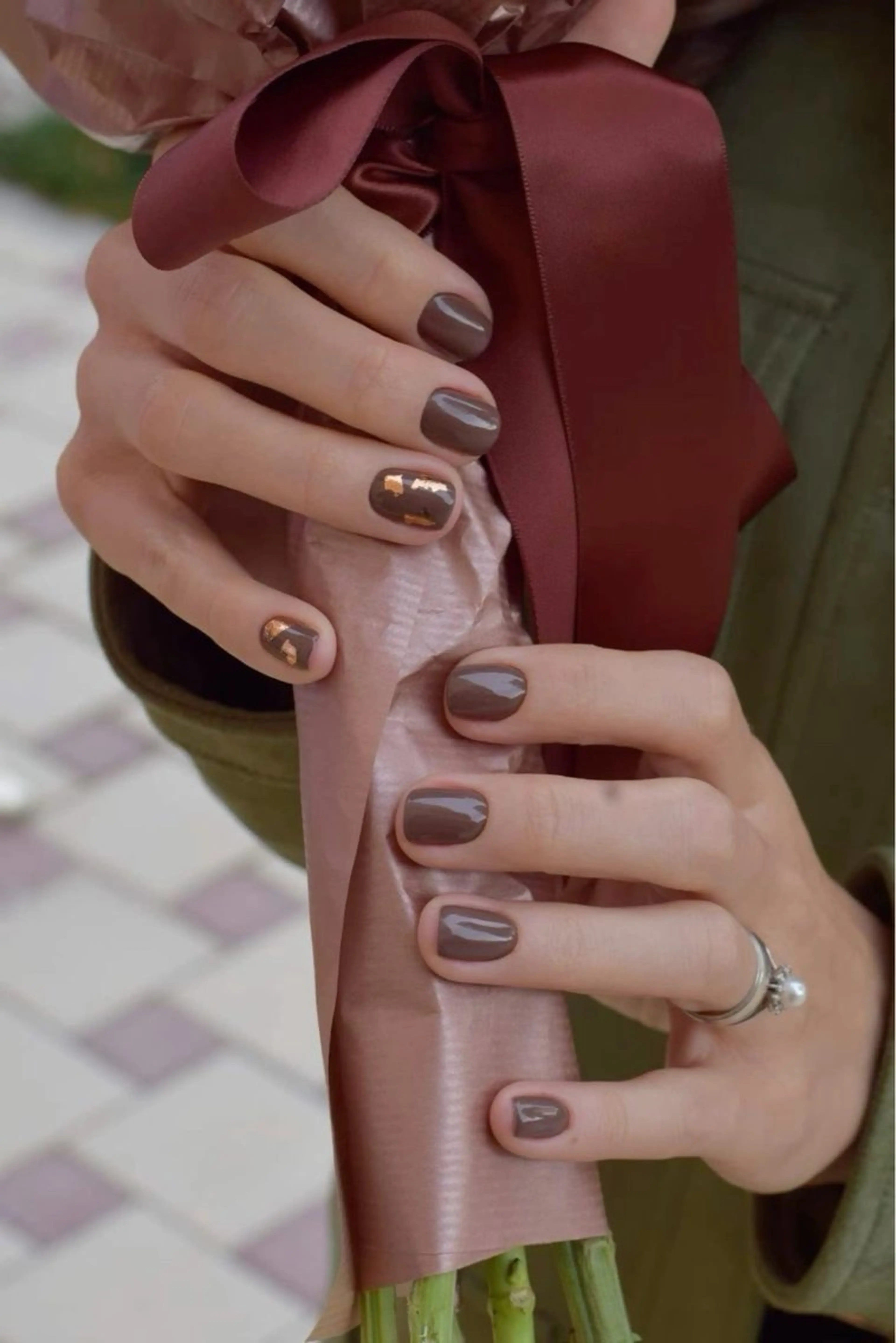 ネイル 韓国ネイル 持ち込み ニュアンスネイル ネイルチップ 冬ネイル RINN ANA.CHUOのネイルデザイン