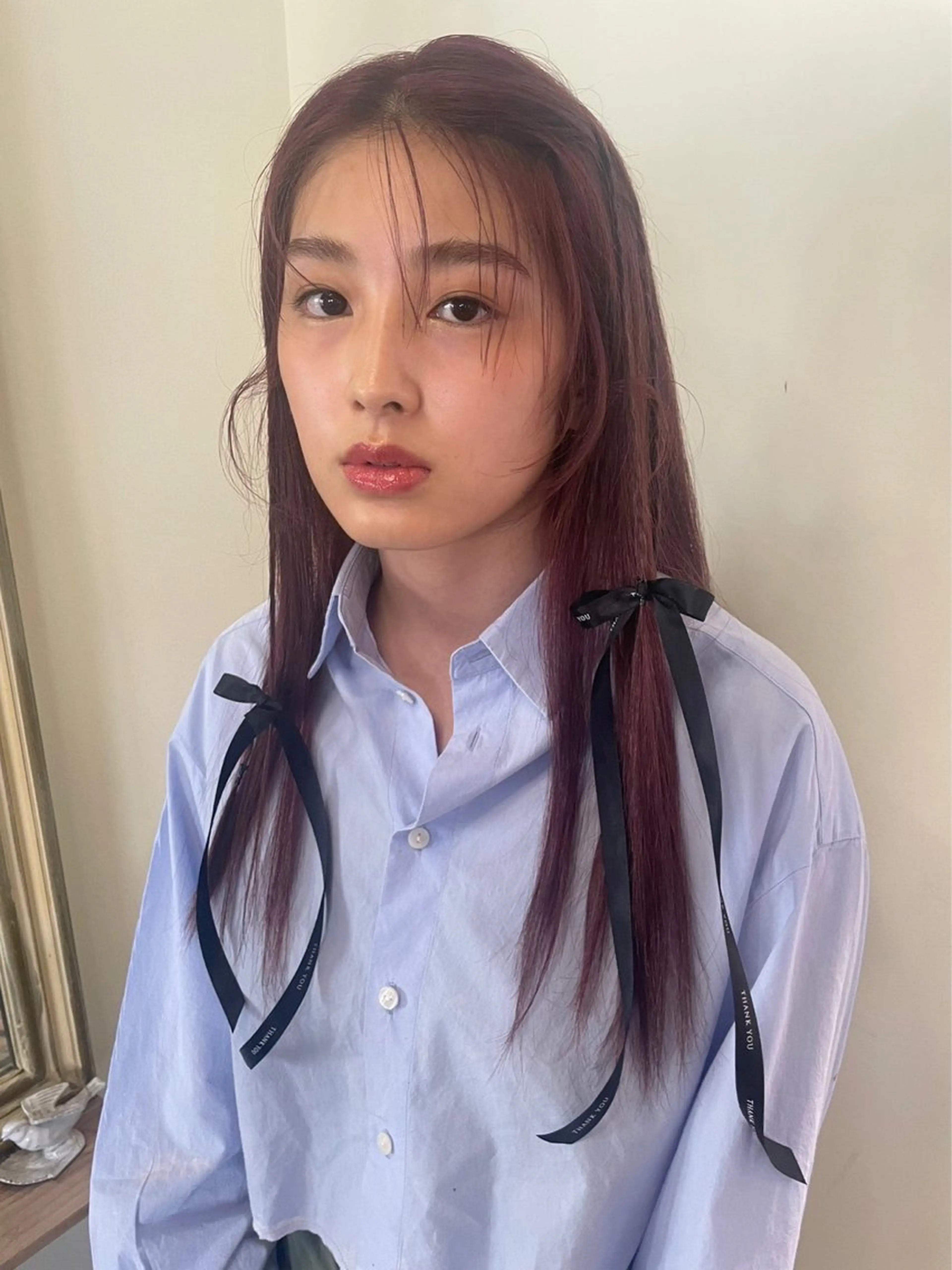 ロング カラー パープルカラー レッドカラー miumiu/恵比寿 カットモデル募集のヘアスタイル