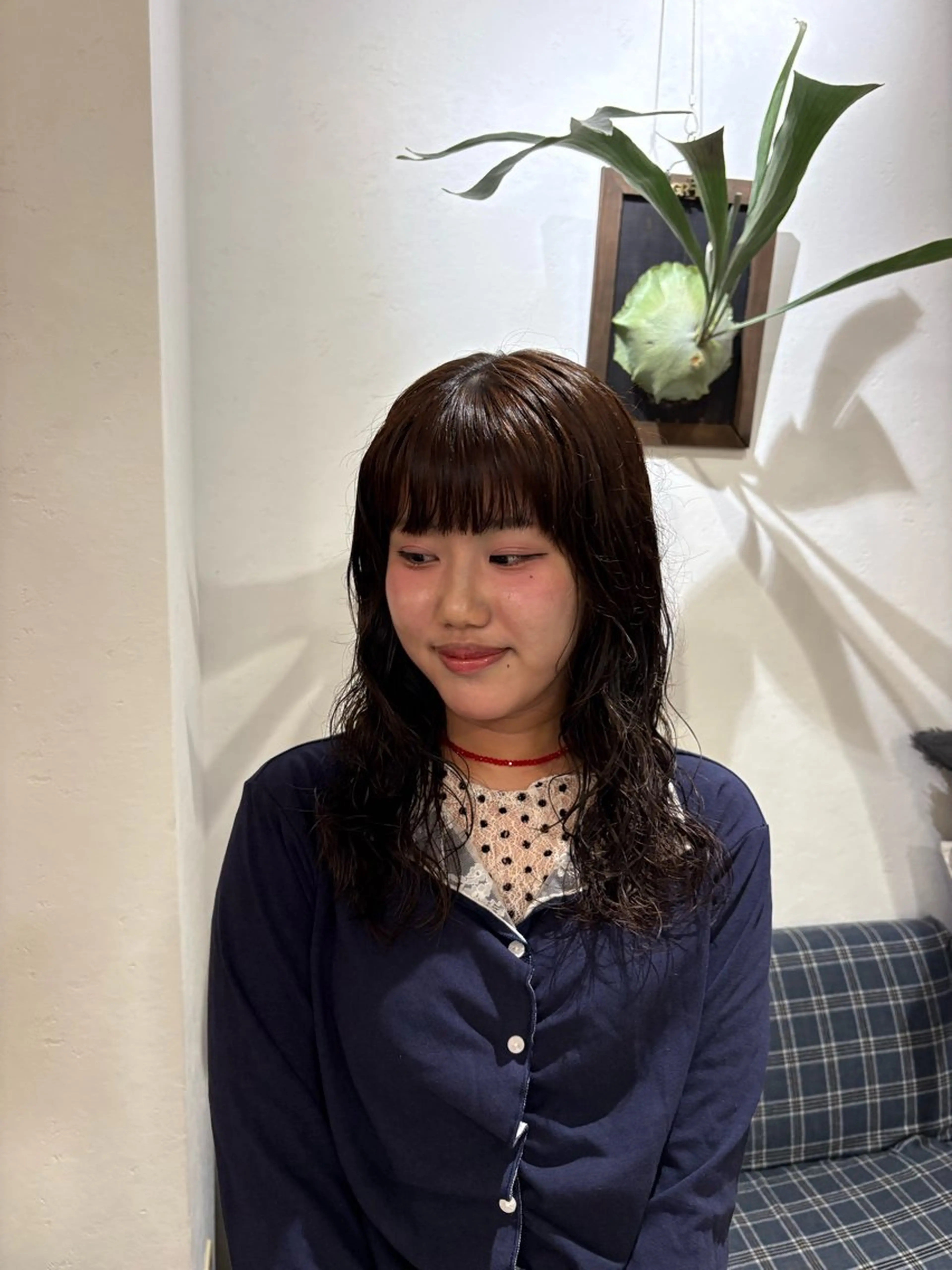 ロング パーマ 顔周りカット レイヤーカット カット パーマ 竹口 莉央のヘアスタイル