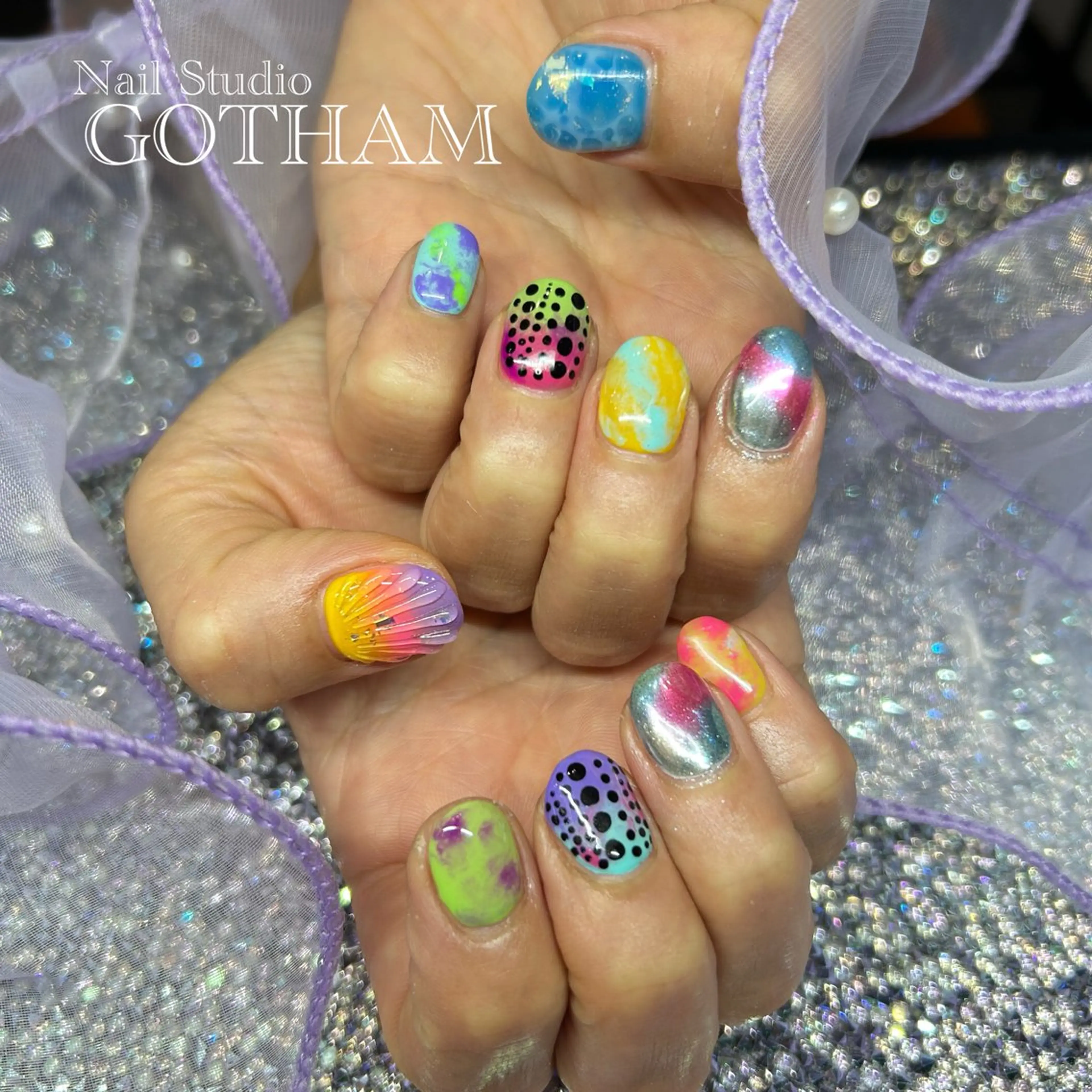 ネイル ハンドネイル 高円寺駅からすぐ🌈 ネイルGOTHAMのネイルデザイン
