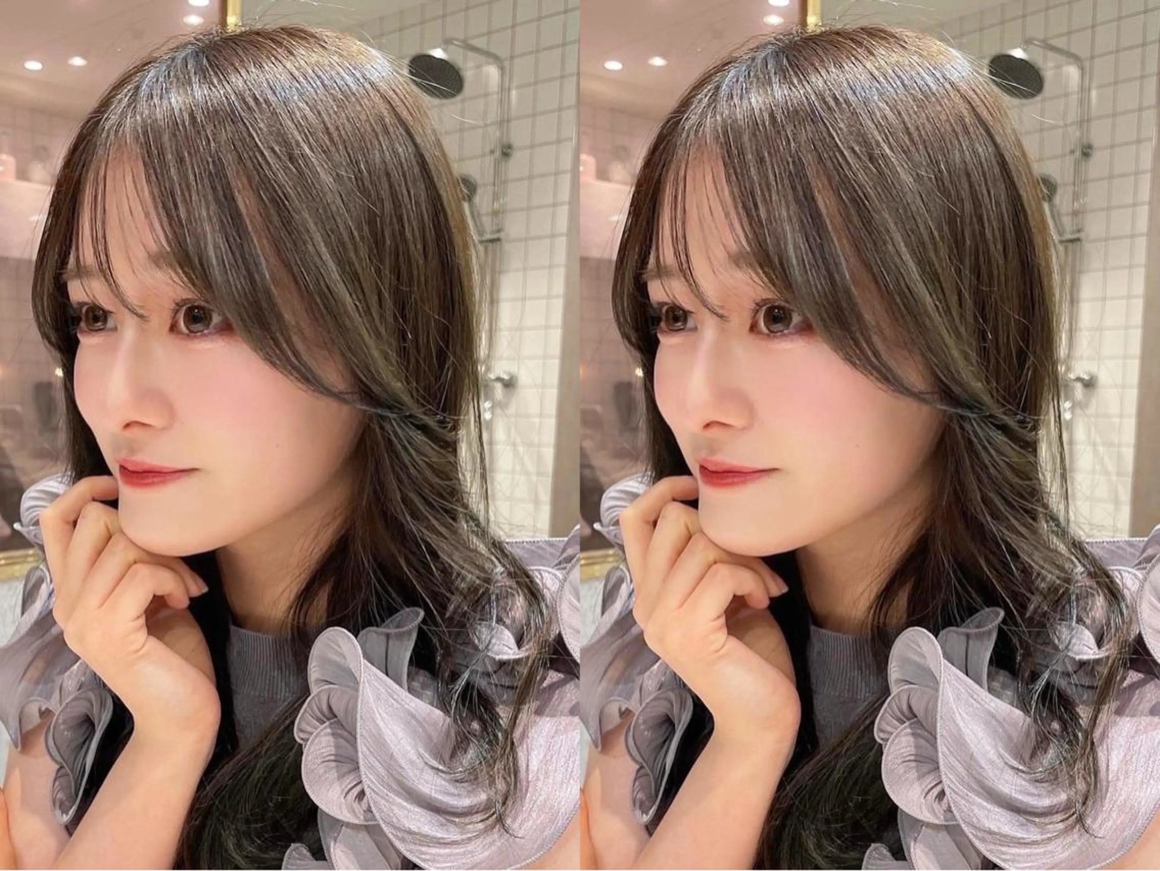 セミロング カラー カット 韓国ヘア🤍顔周り/ 髪質改善✨/林遼一郎のヘアスタイル