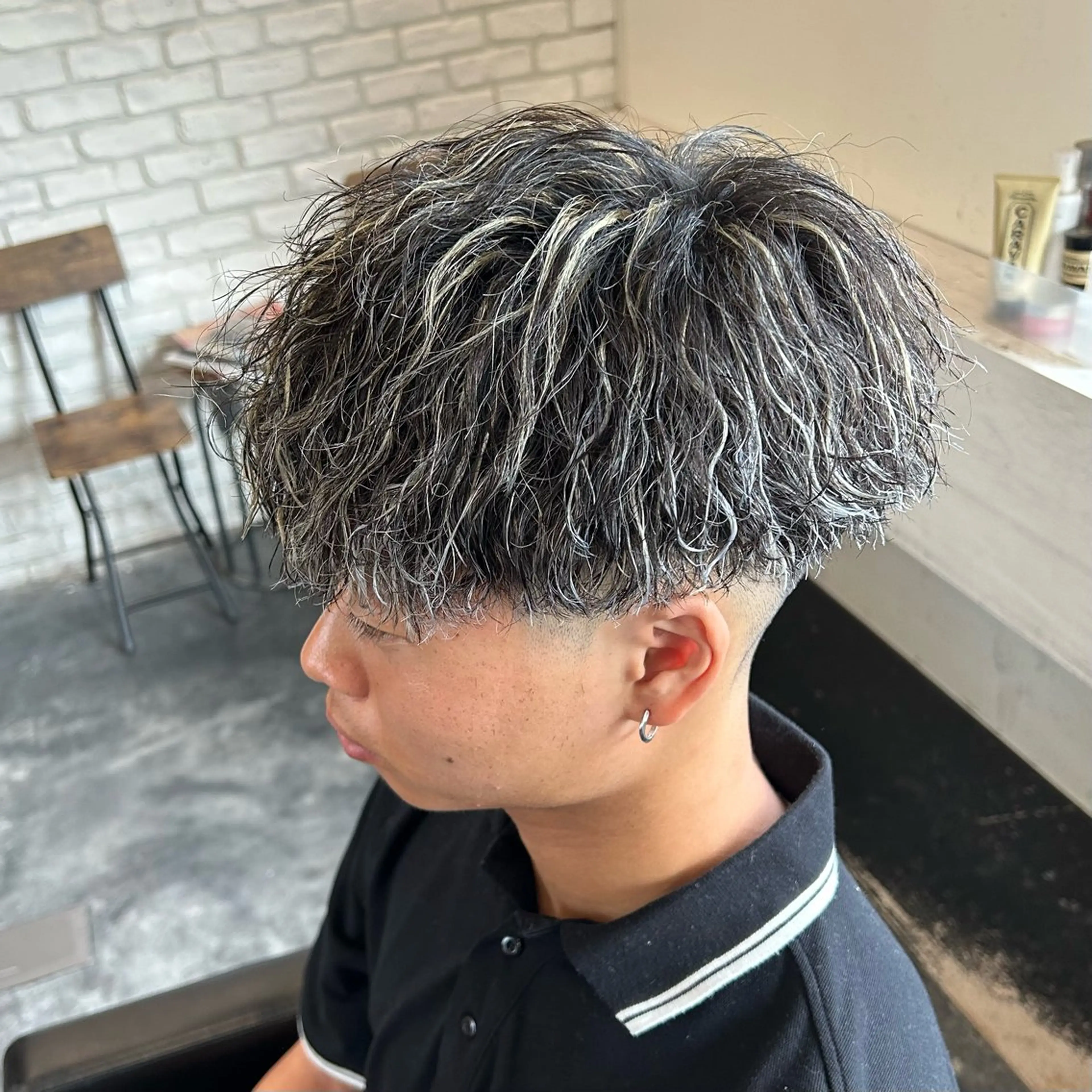 ショート カラー パーマ メンズ カット ヘアカラー パーマ メンズパーマ/京都駅 /メンズ/奥村航平のヘアスタイル