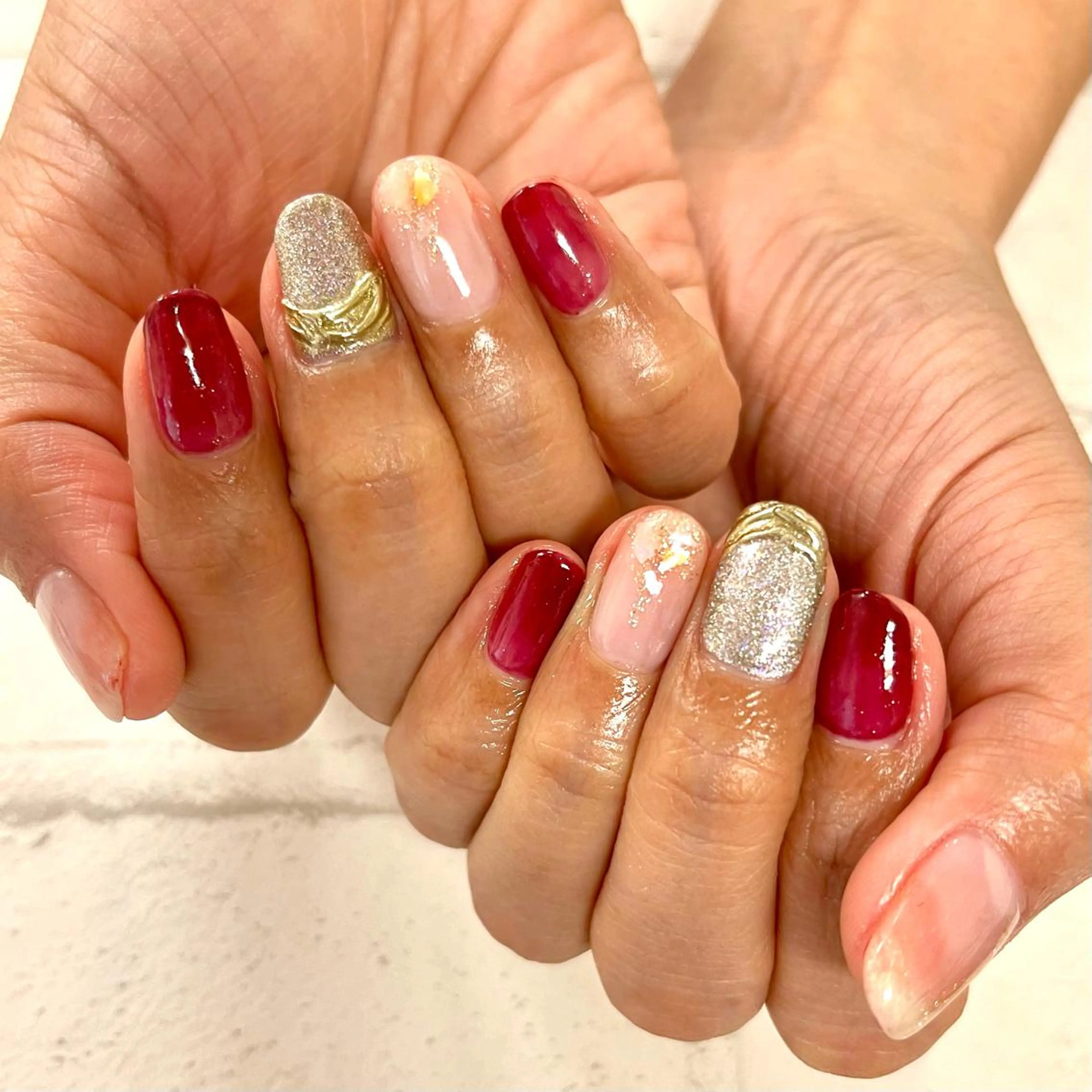 ネイル ゴージャス マグネットネイル ミラーネイル 🤎🧸 Aya 🧸🤎のネイルデザイン