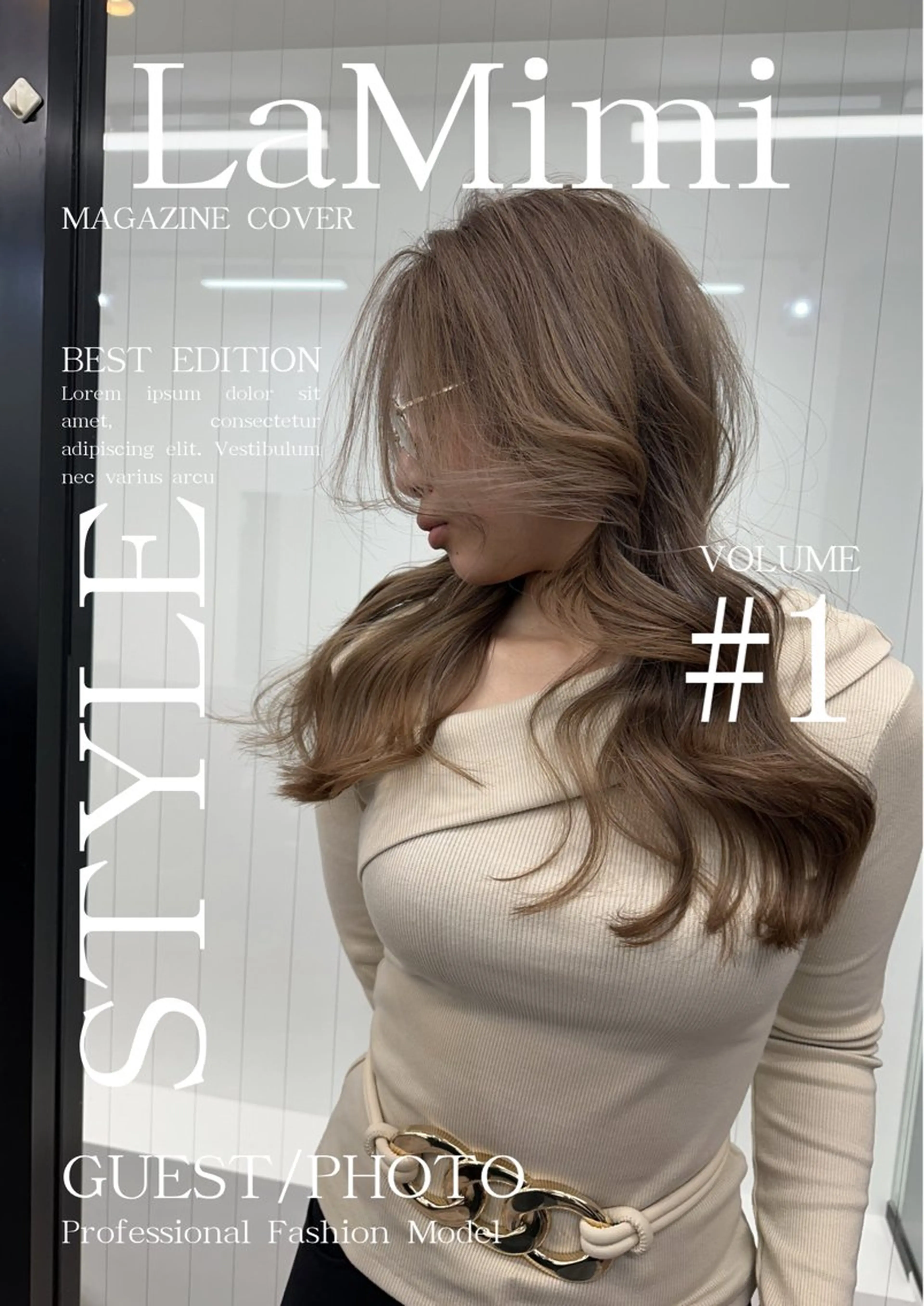 セミロング カラー セミロングパーマ バレイヤージュ ミストバング ブリーチ 透明感カラー La Mimiのヘアスタイル