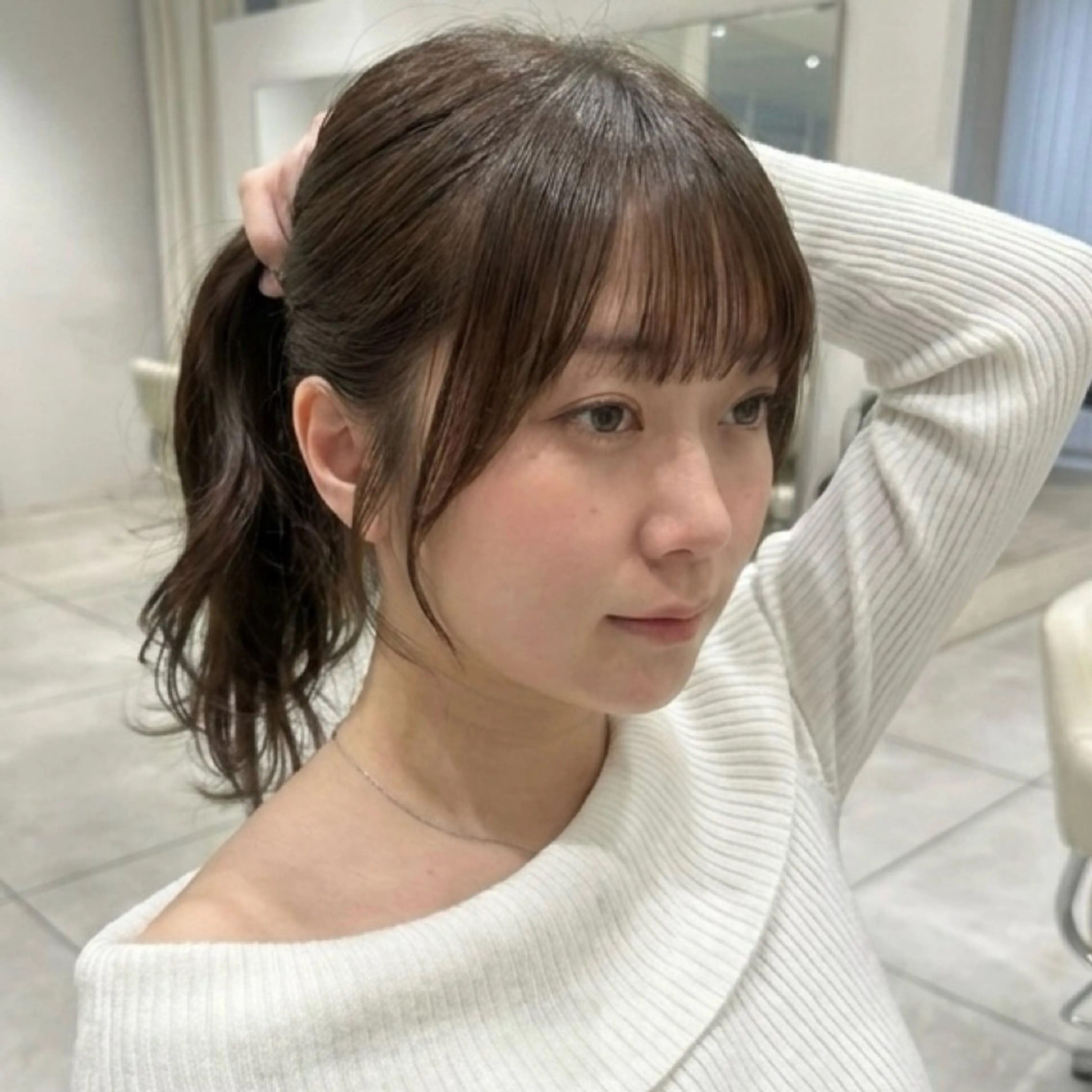 セミロング カラー 短めショートカット カットモデルのヘアスタイル