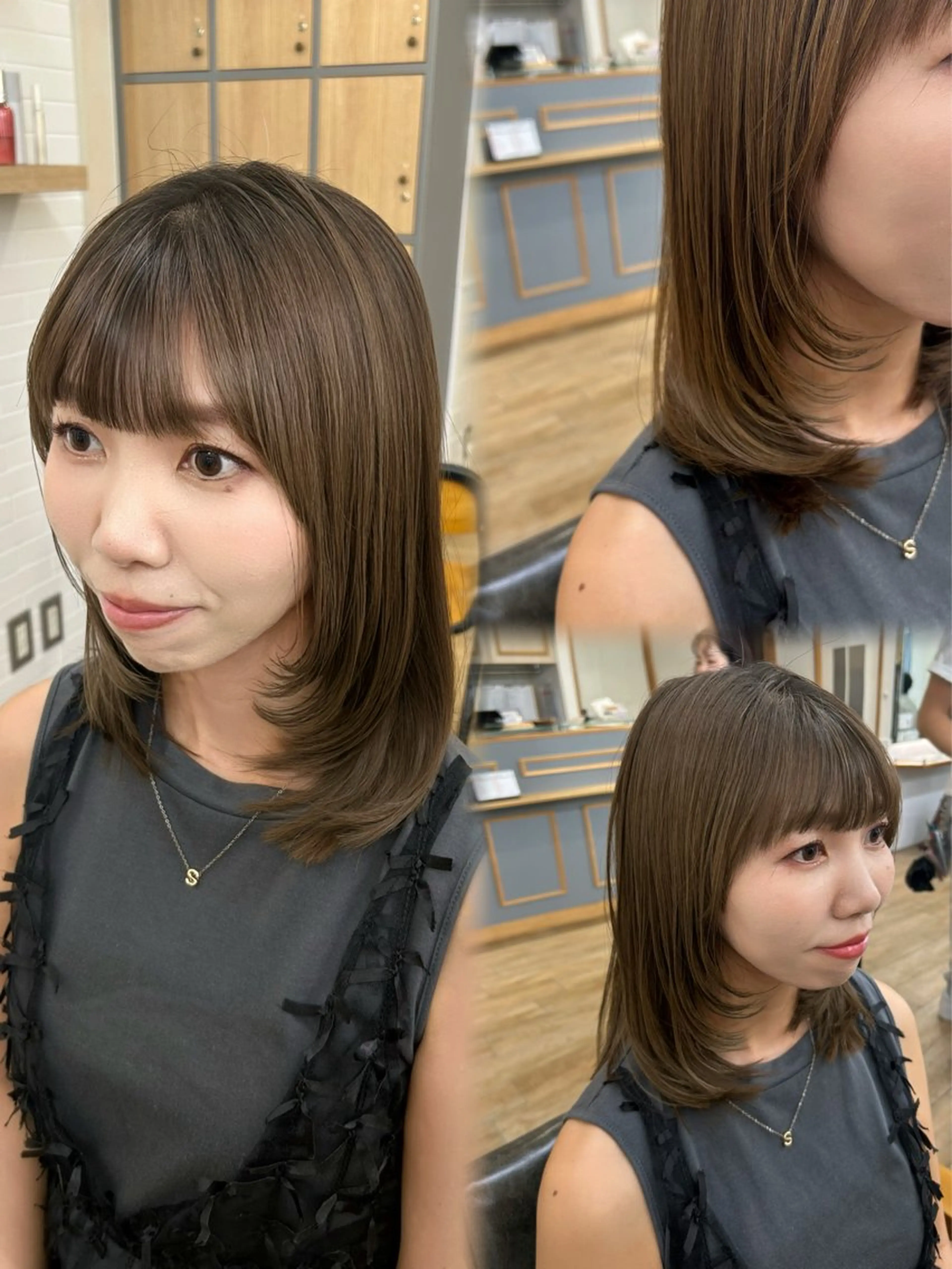 ミディアム ブリーチなしWカラー /レイヤー/セイナのヘアスタイル