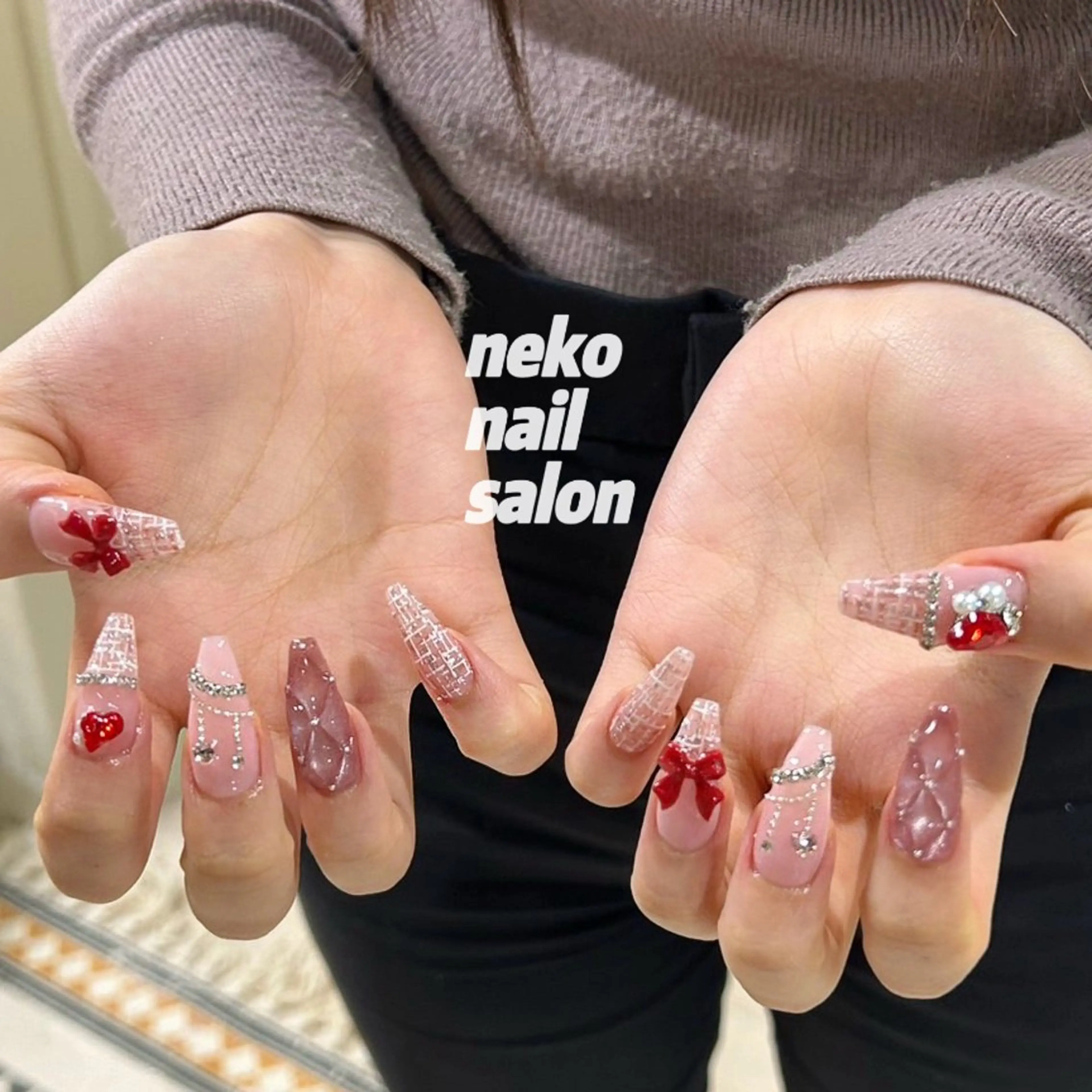 ネイル 持ち込み 冬ネイル クリスマス ハンドネイル neko nailのネイルデザイン