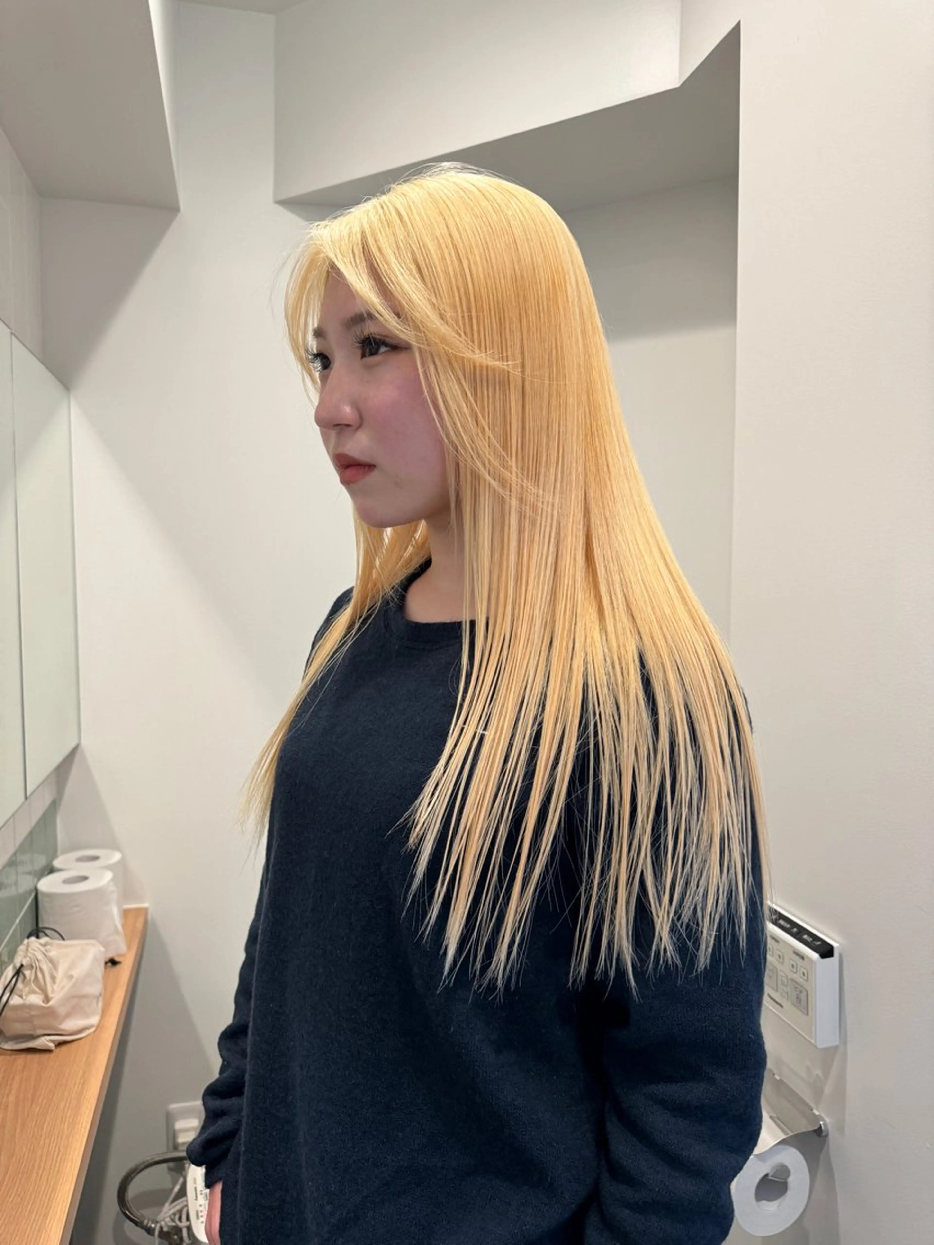 ロング カラー 切りっぱなしボブ レイヤー/縮毛矯正のヘアスタイル