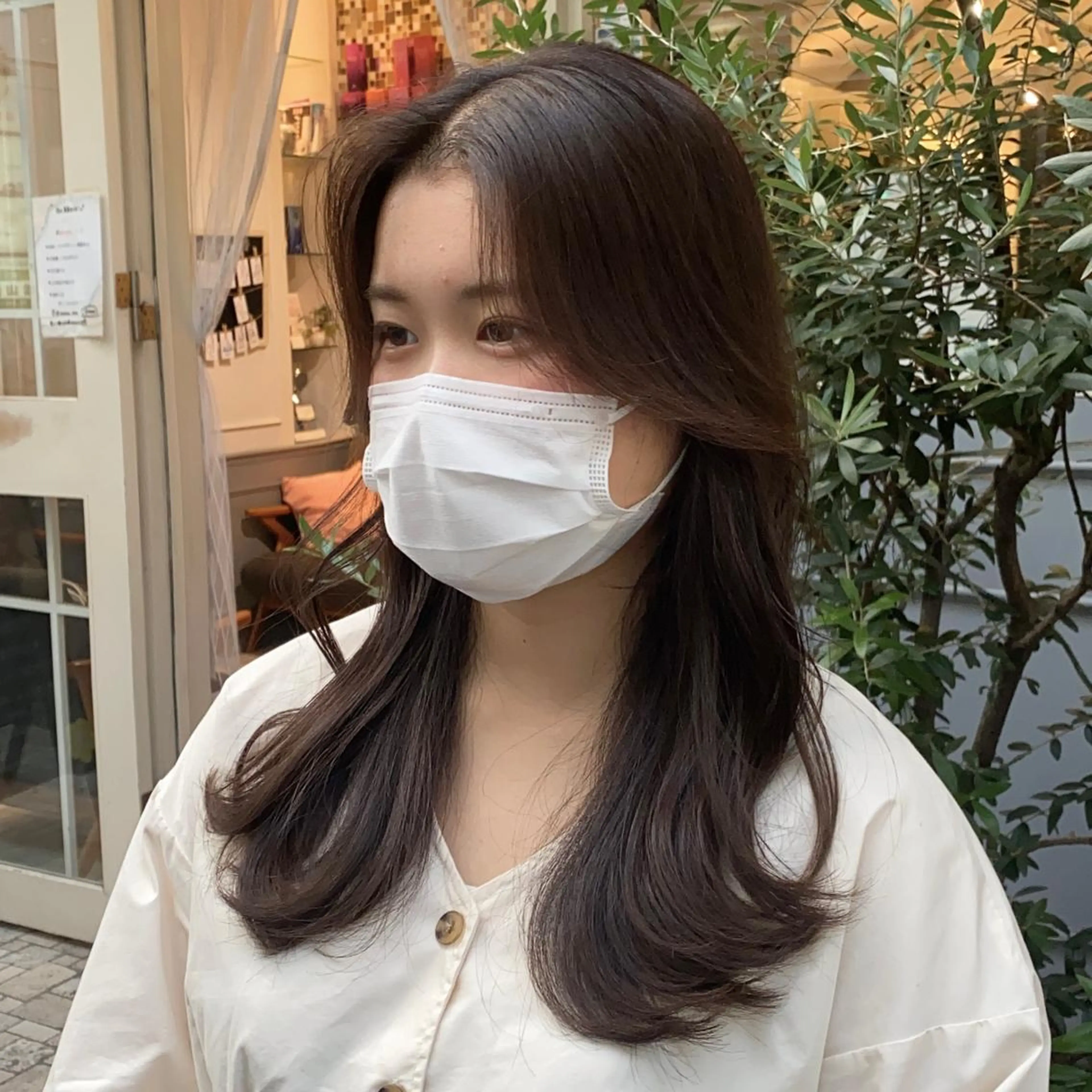 セミロング カラー 透明感カラー くびれヘア エギョモリ ヨシンモリ 韓国風ヘア 横浜/レイヤーカット /韓国ヘア/佐藤記正のヘアスタイル