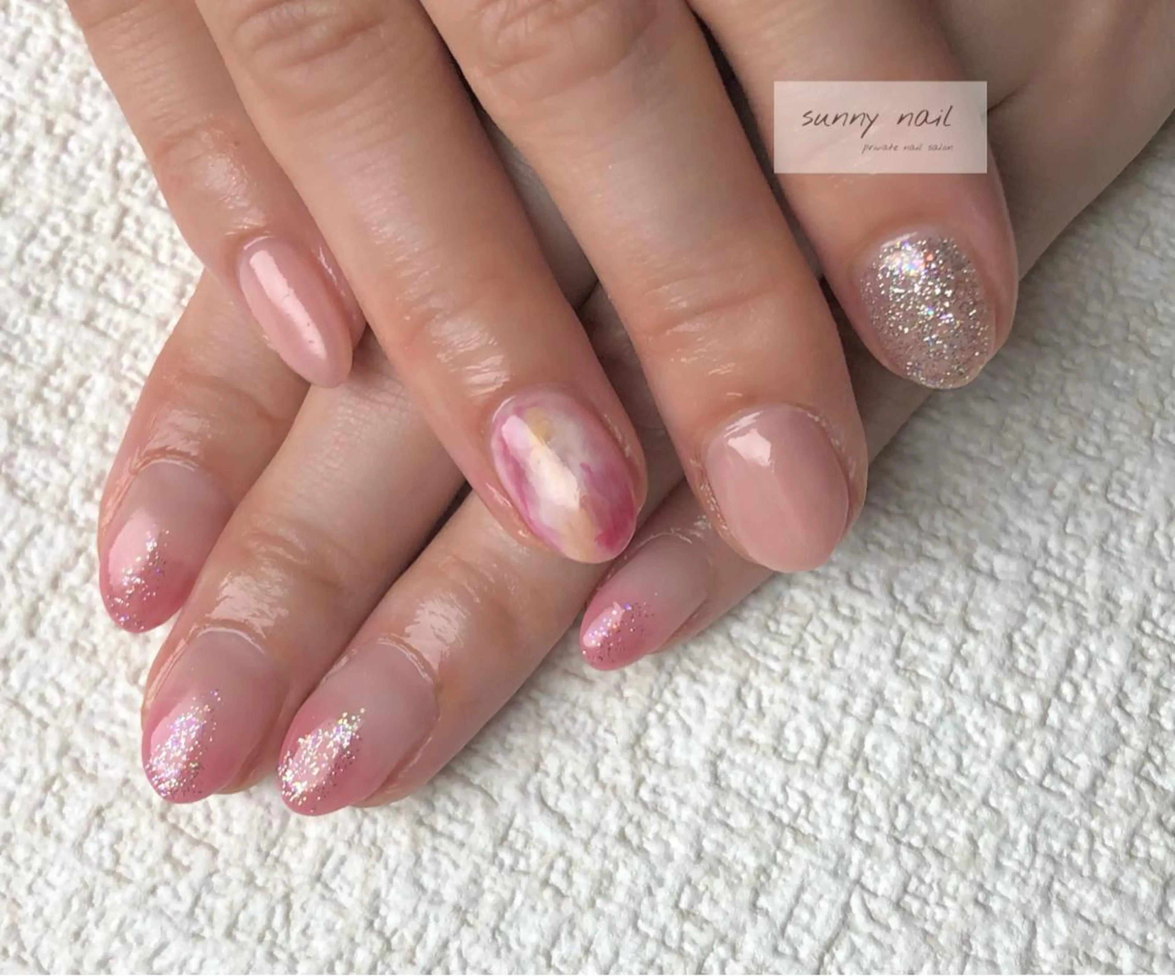 ネイル カジュアル ジェルネイル グラデーション 大理石ネイル(マーブル) ニュアンスネイル sunny nailのネイルデザイン