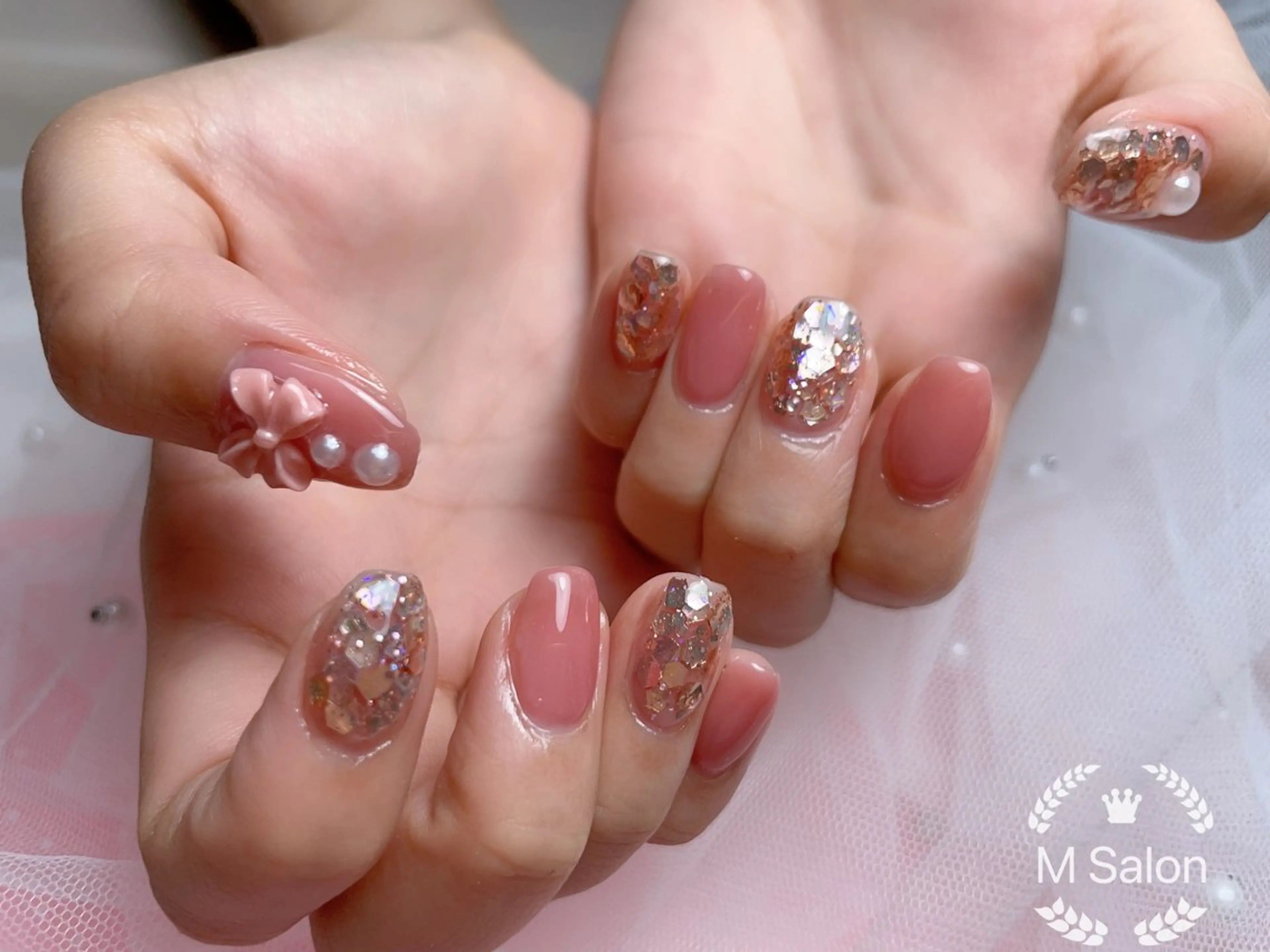 ネイル マグネットネイル ニュアンスネイル オフィスネイル ワンカラーネイル ピンク Mnail _KKのネイルデザイン