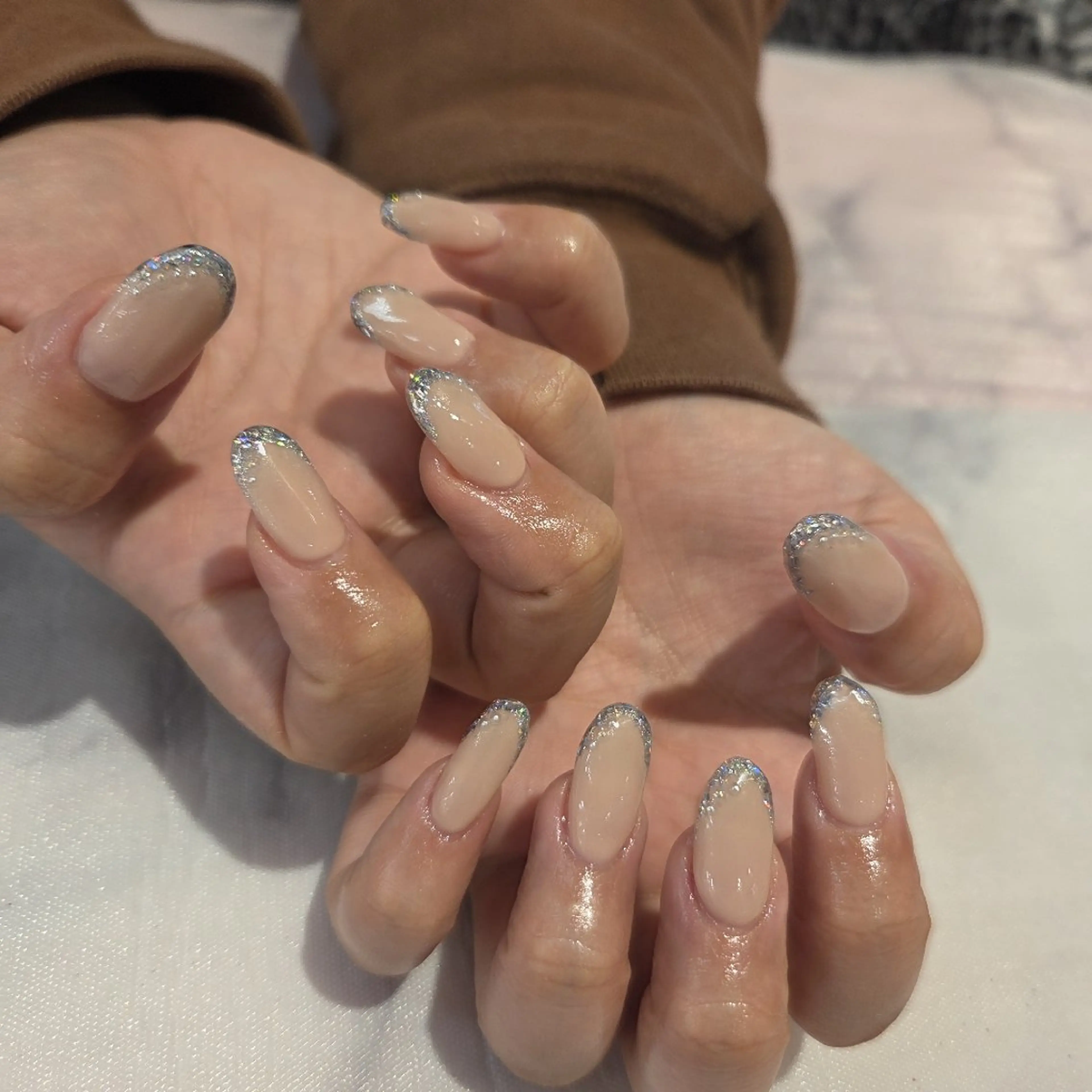 ネイル フレンチネイル ガラスフレンチ Thetis nailsのネイルデザイン