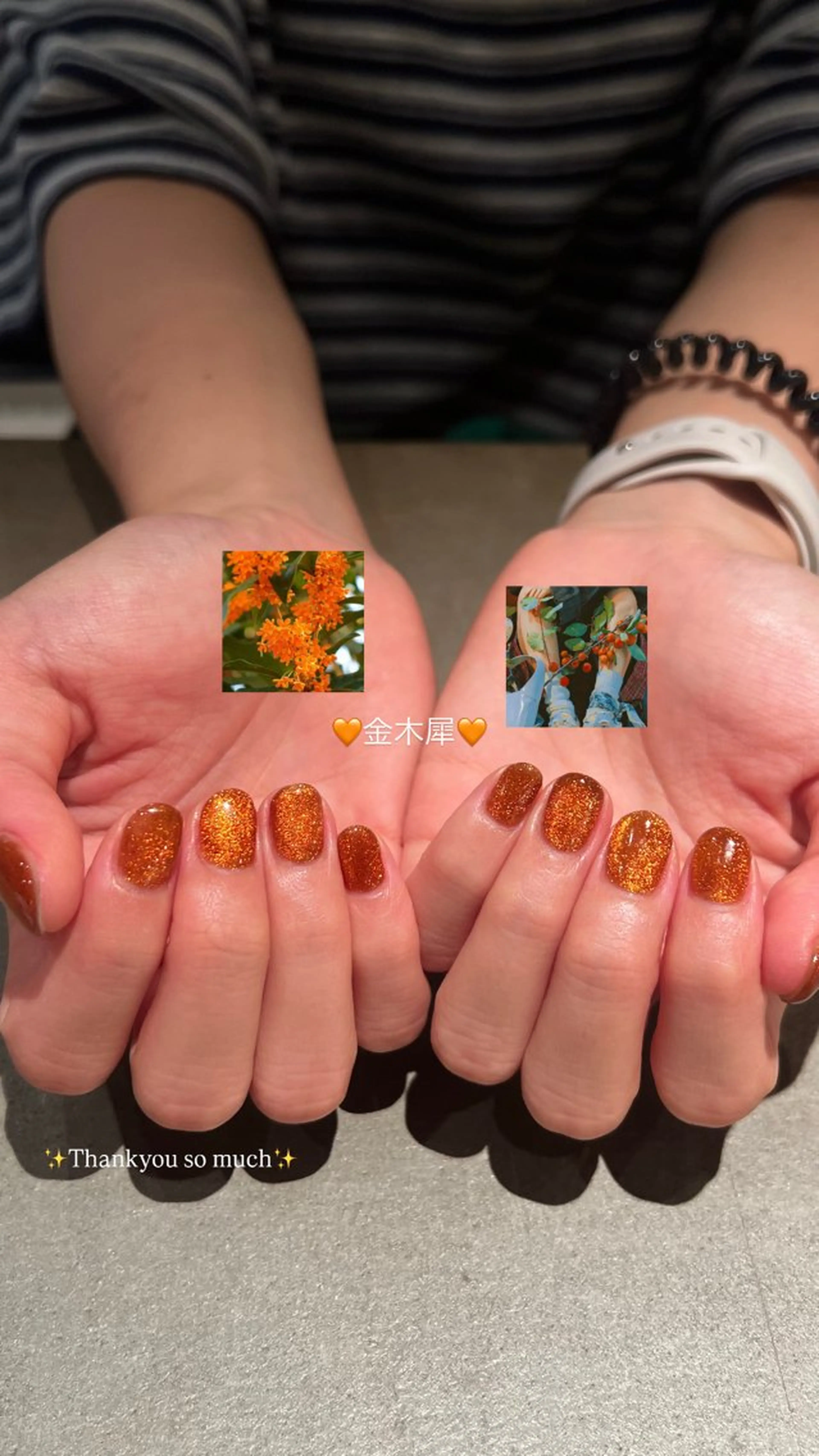 ネイル マグネットネイル オレンジ ハンドネイル ウエチ ノリカ🐸のネイルデザイン