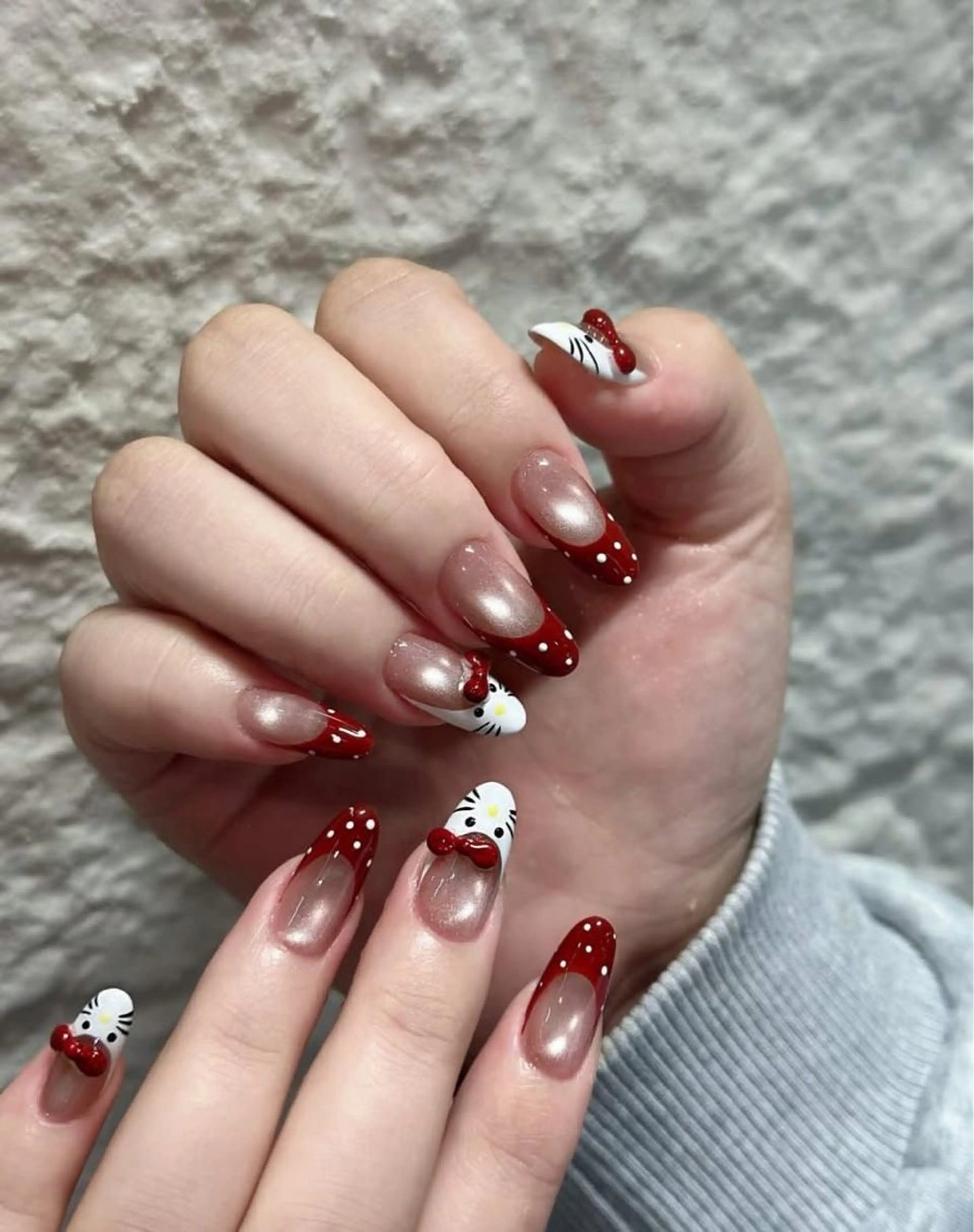 ネイル ボルドー チークネイル 長さ出し フレンチネイル ジェルネイル アンアンBelle Nail 池袋のネイルデザイン