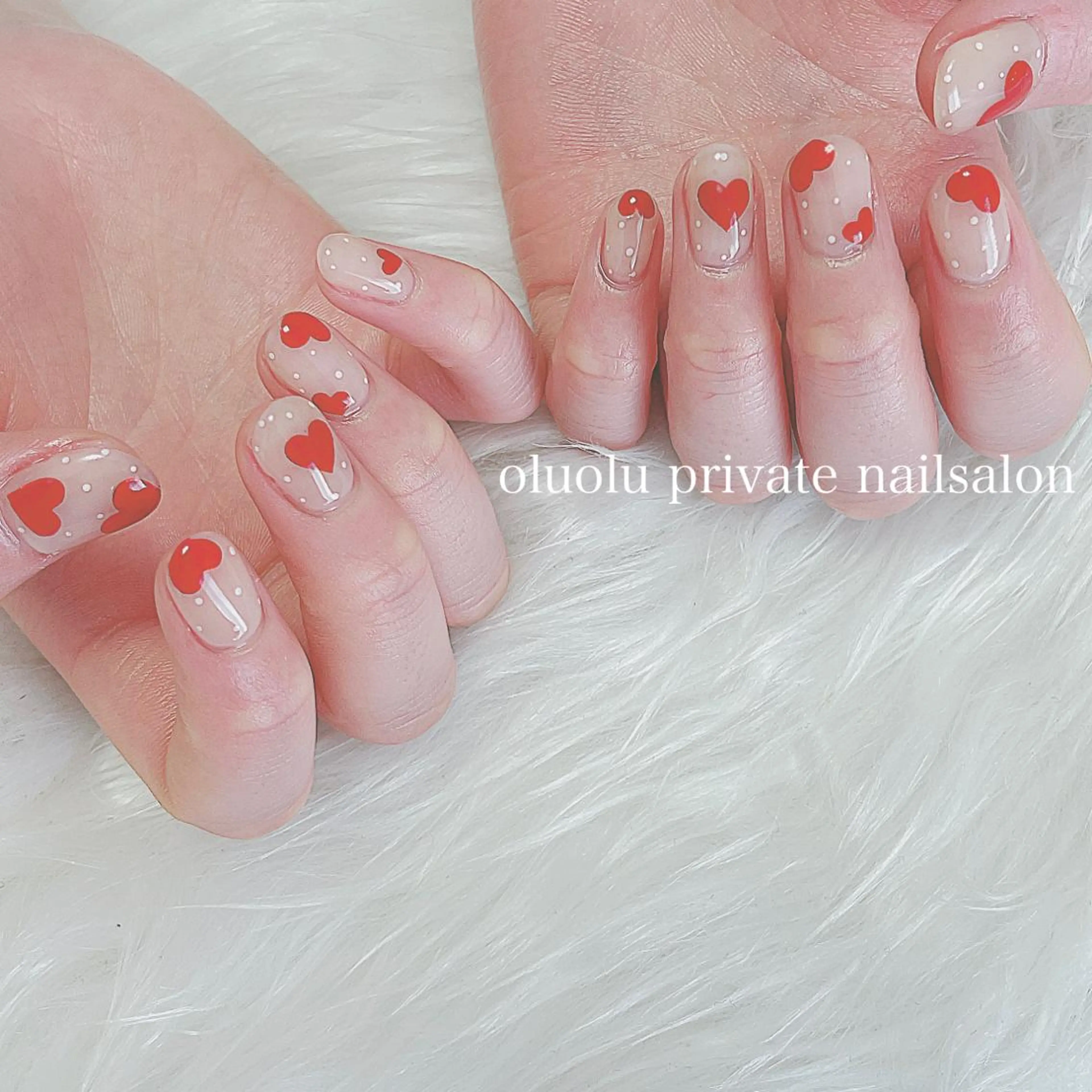 ネイル アートネイル ドット ガーリー ハート ショートネイル ハンドネイル 大村 紬華のネイルデザイン