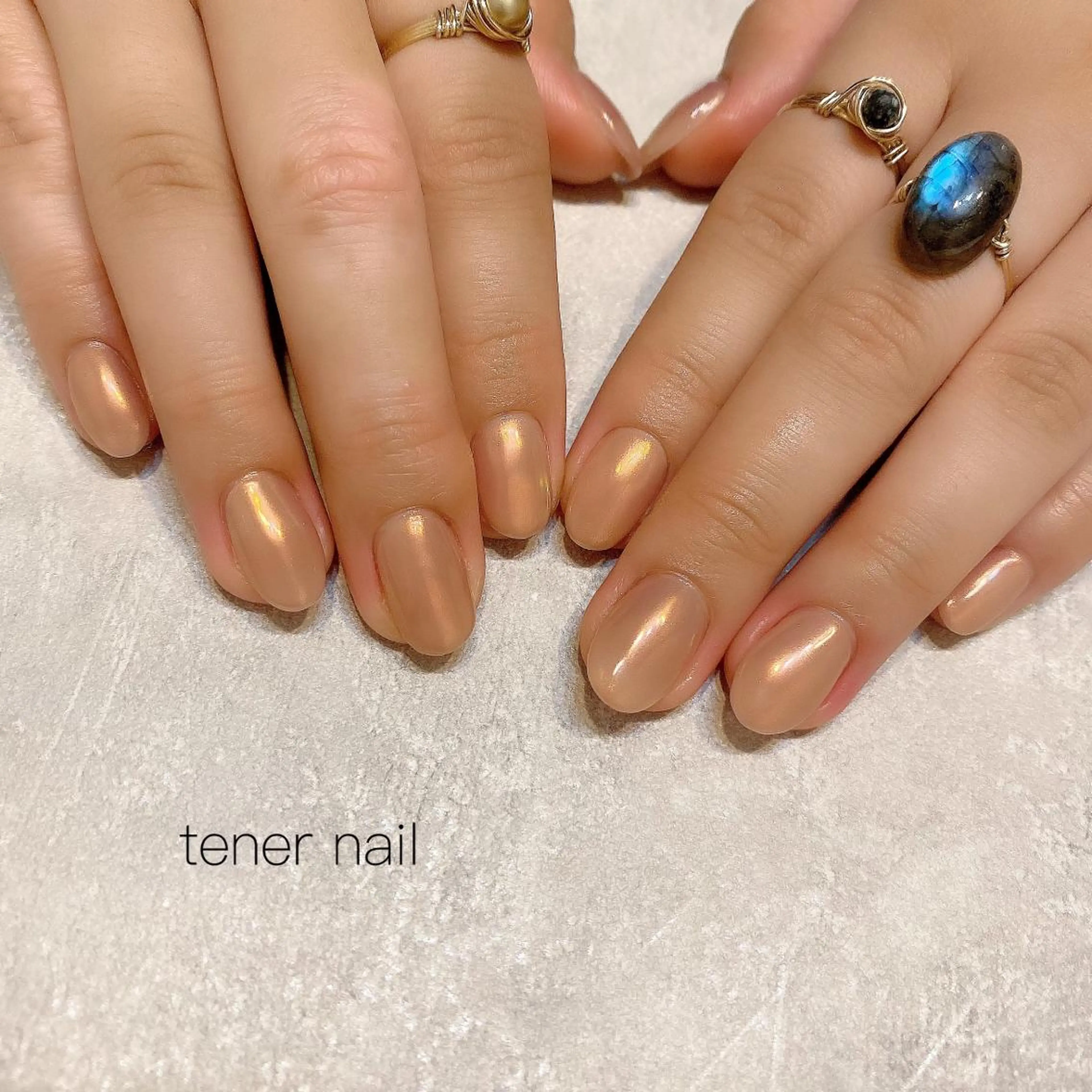 ネイル オーロラネイル ミラーネイル ワンカラーネイル オレンジ スカルプネイル テネルネイル tener nailのネイルデザイン