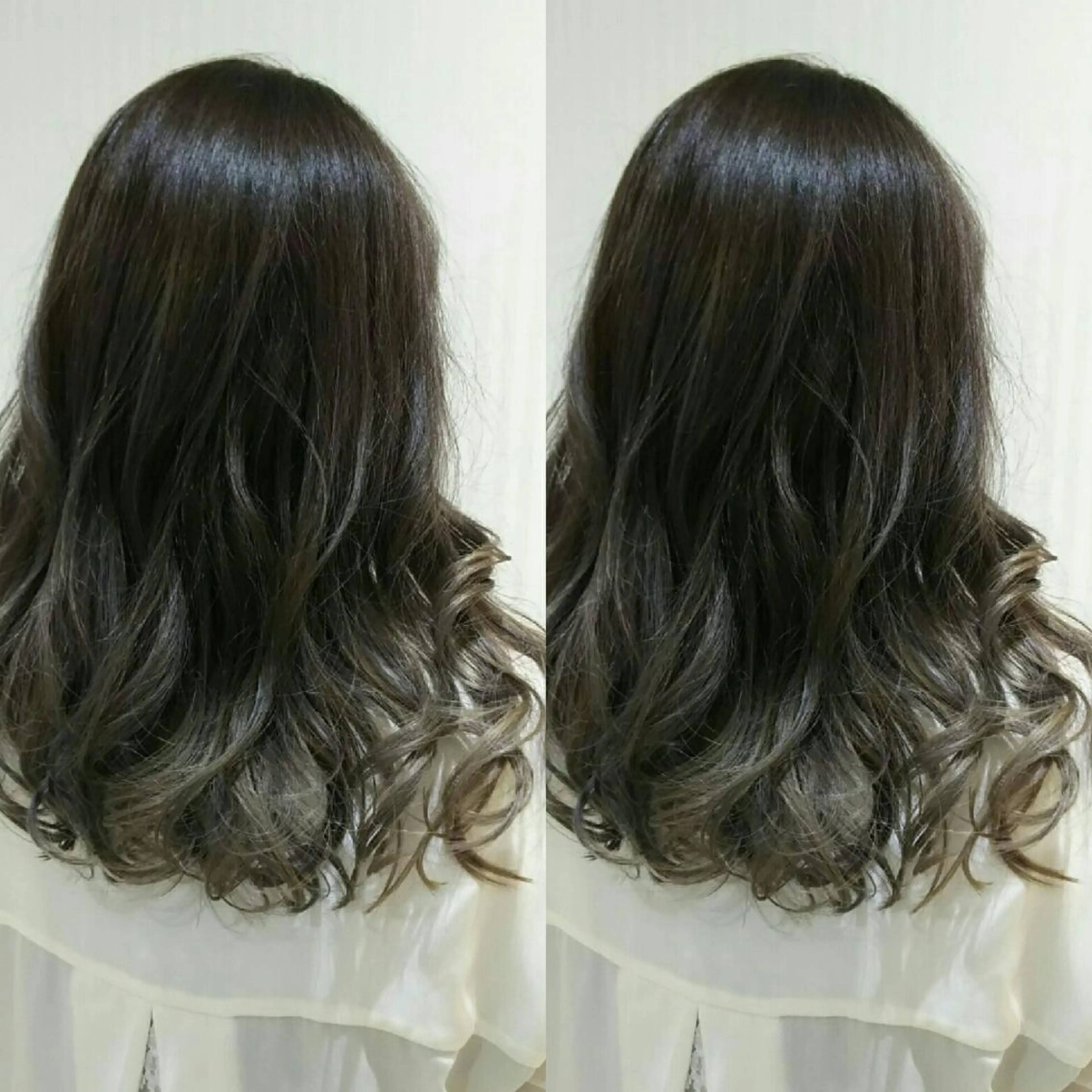 ロング カラー アッシュ イルミナカラー ヘアカラー トリートメント 藤森 希美のヘアスタイル