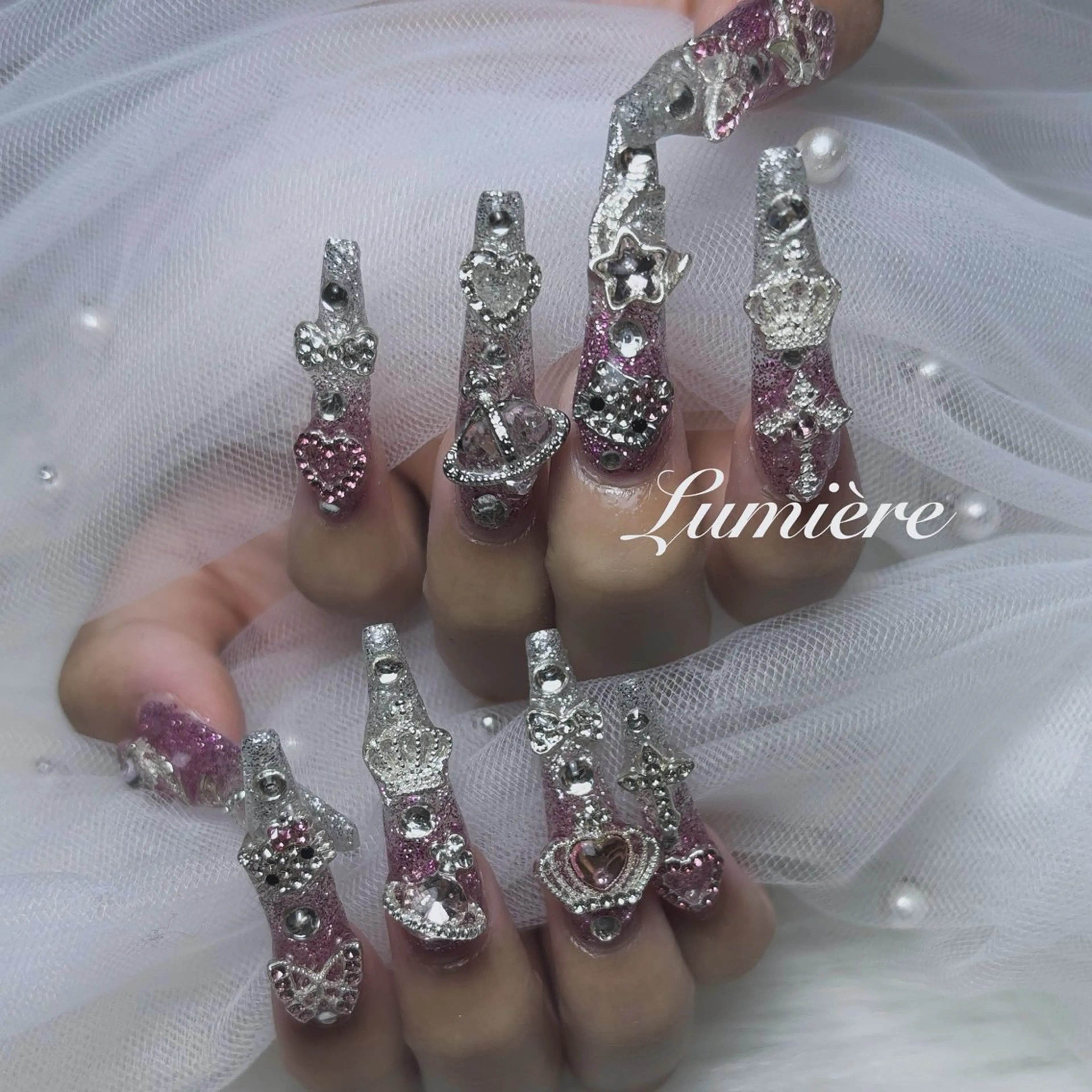 ネイル ロングネイル スーパーロングネイル ハンドネイル Lumière/ ロング/ワンホンのネイルデザイン