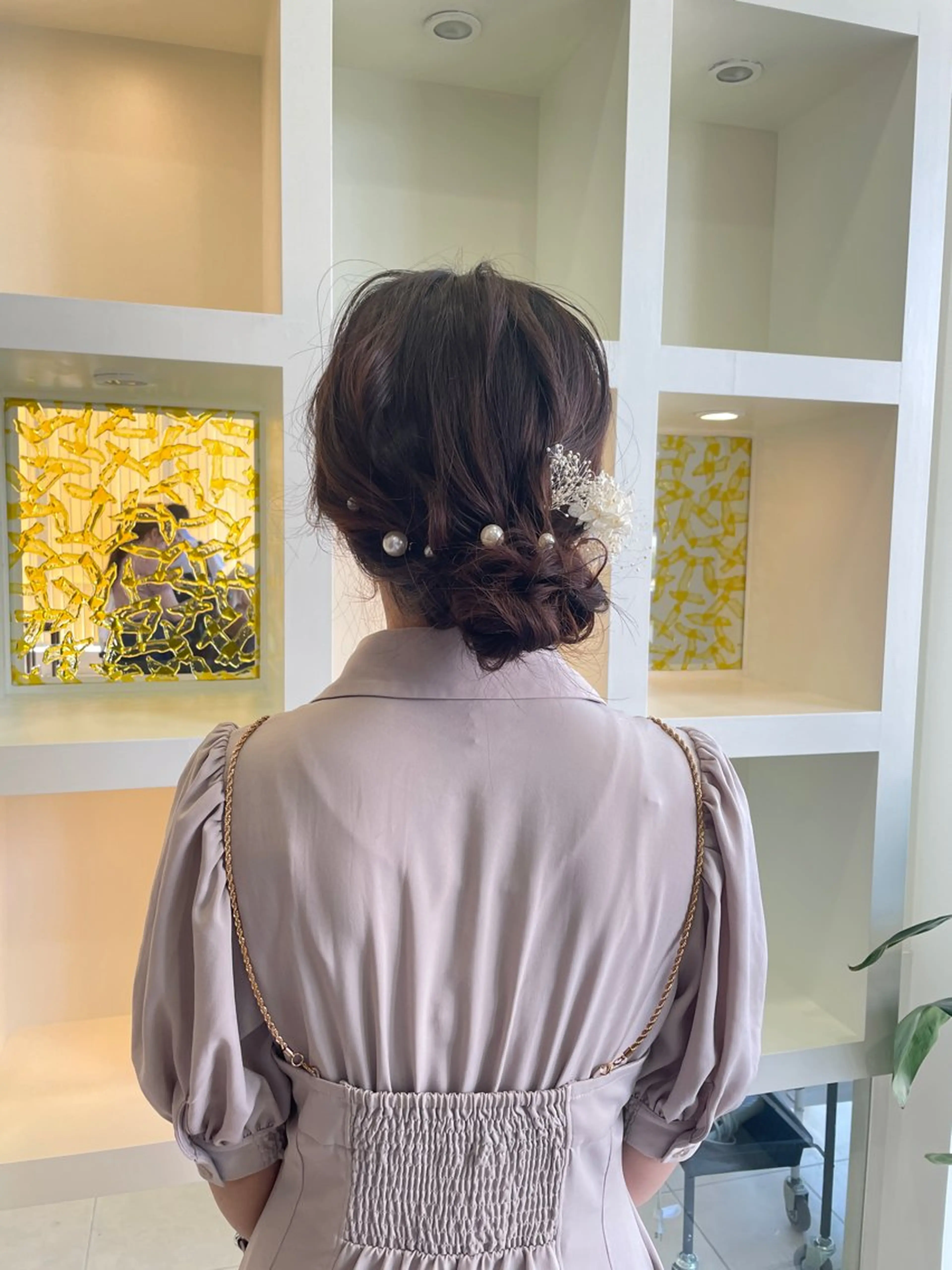 セミロング ヘアアレンジ 浴衣 マキノ キョウカのヘアスタイル