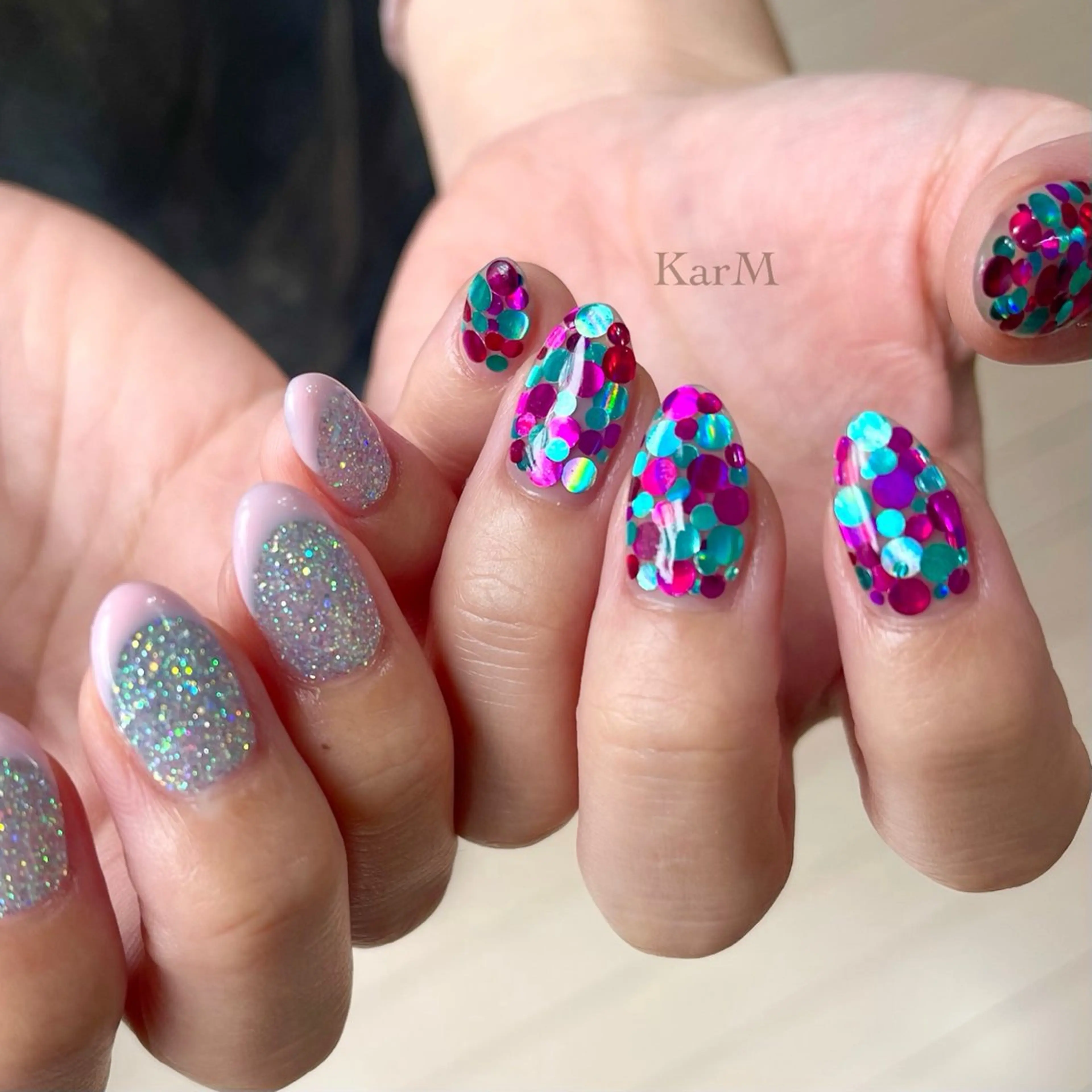 ネイル オーロラネイル チークネイル フラッシュネイル フレンチネイル グラデーション ハンドネイル ogino karinのネイルデザイン
