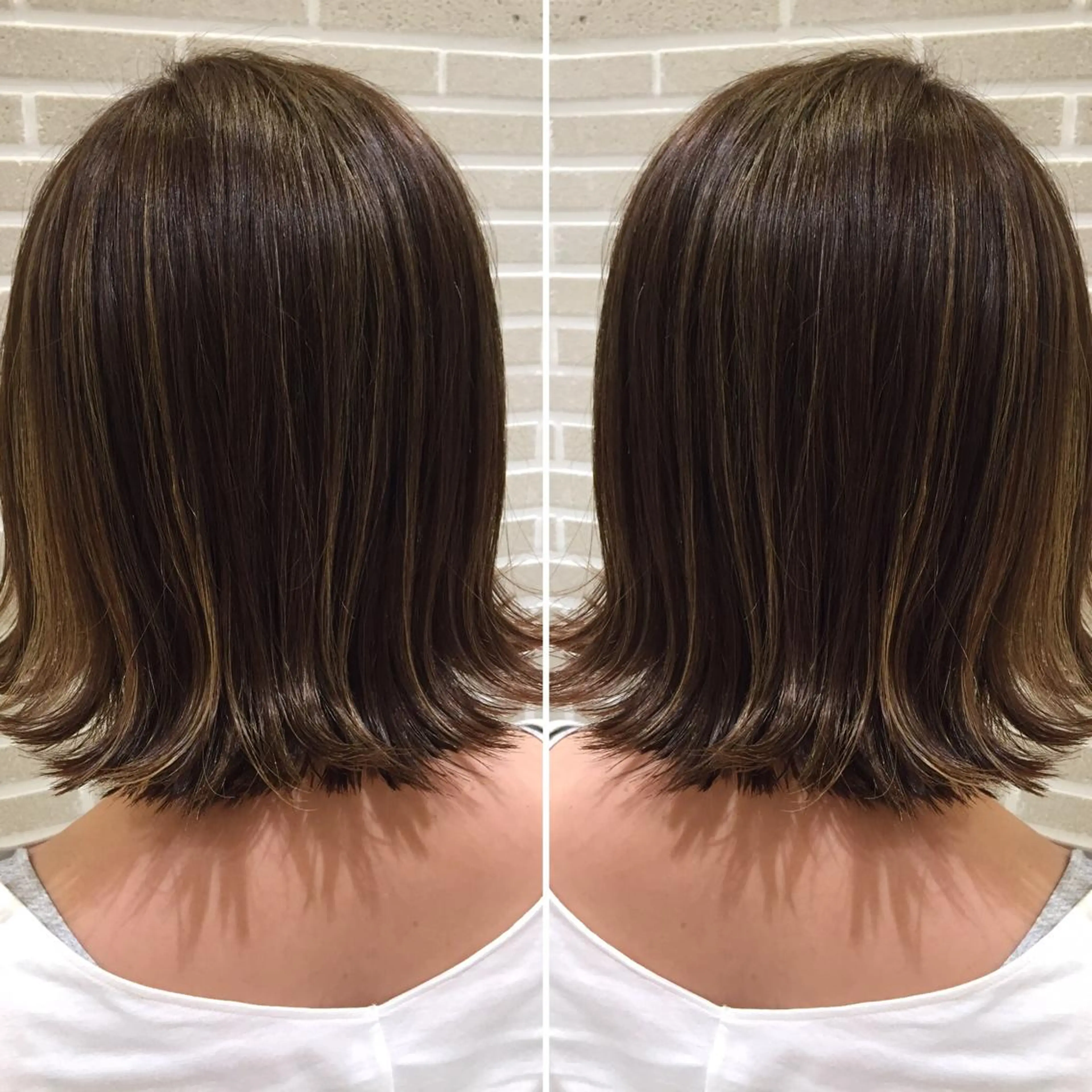 ミディアム カラー ヘアアレンジ ハイライトカラー ハイライト ヘアカラー トリートメント 山北 咲子のヘアスタイル