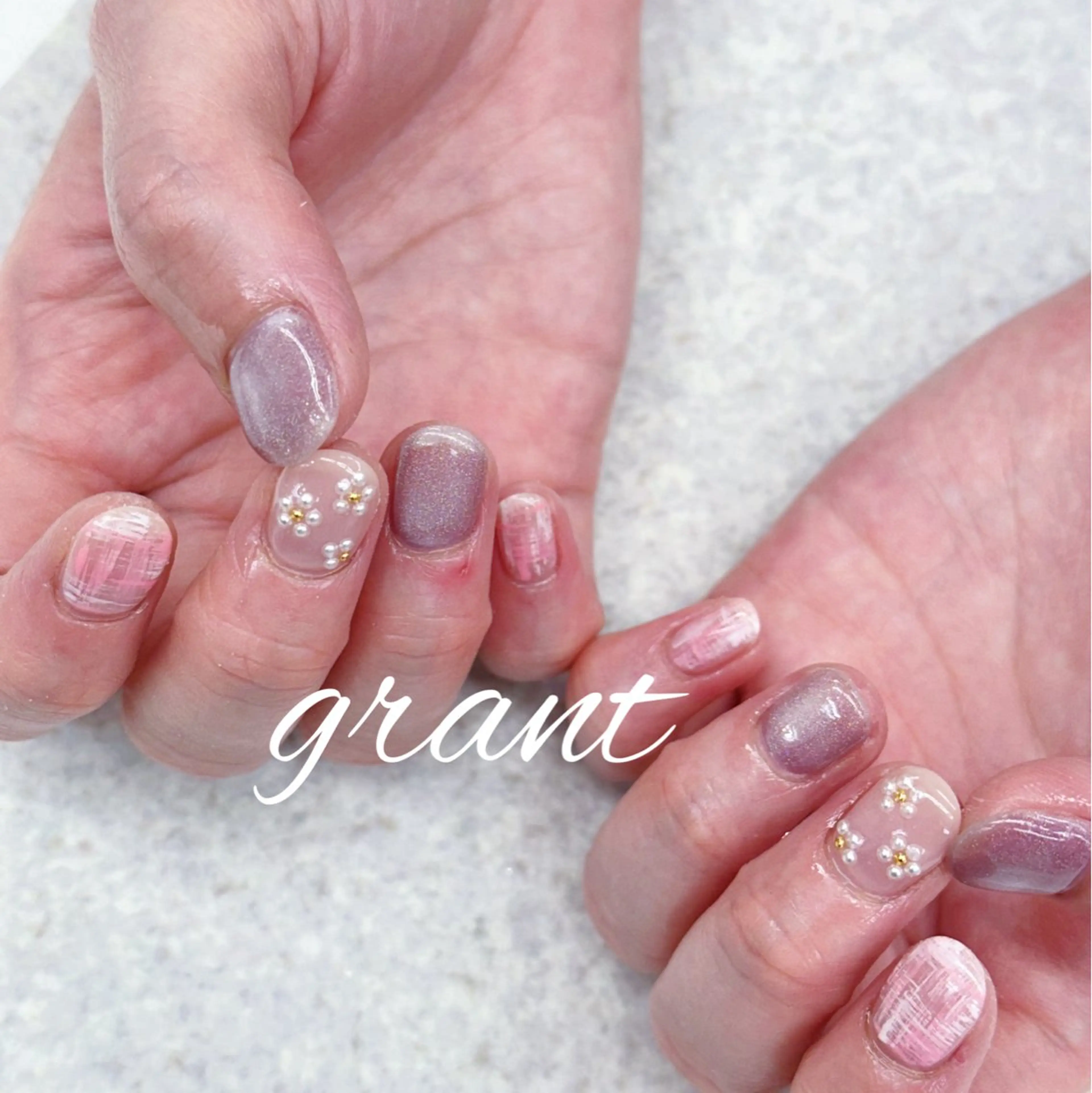 ネイル フラワーネイル マグネットネイル シンプルネイル ハンドネイル nailsalon grantのネイルデザイン