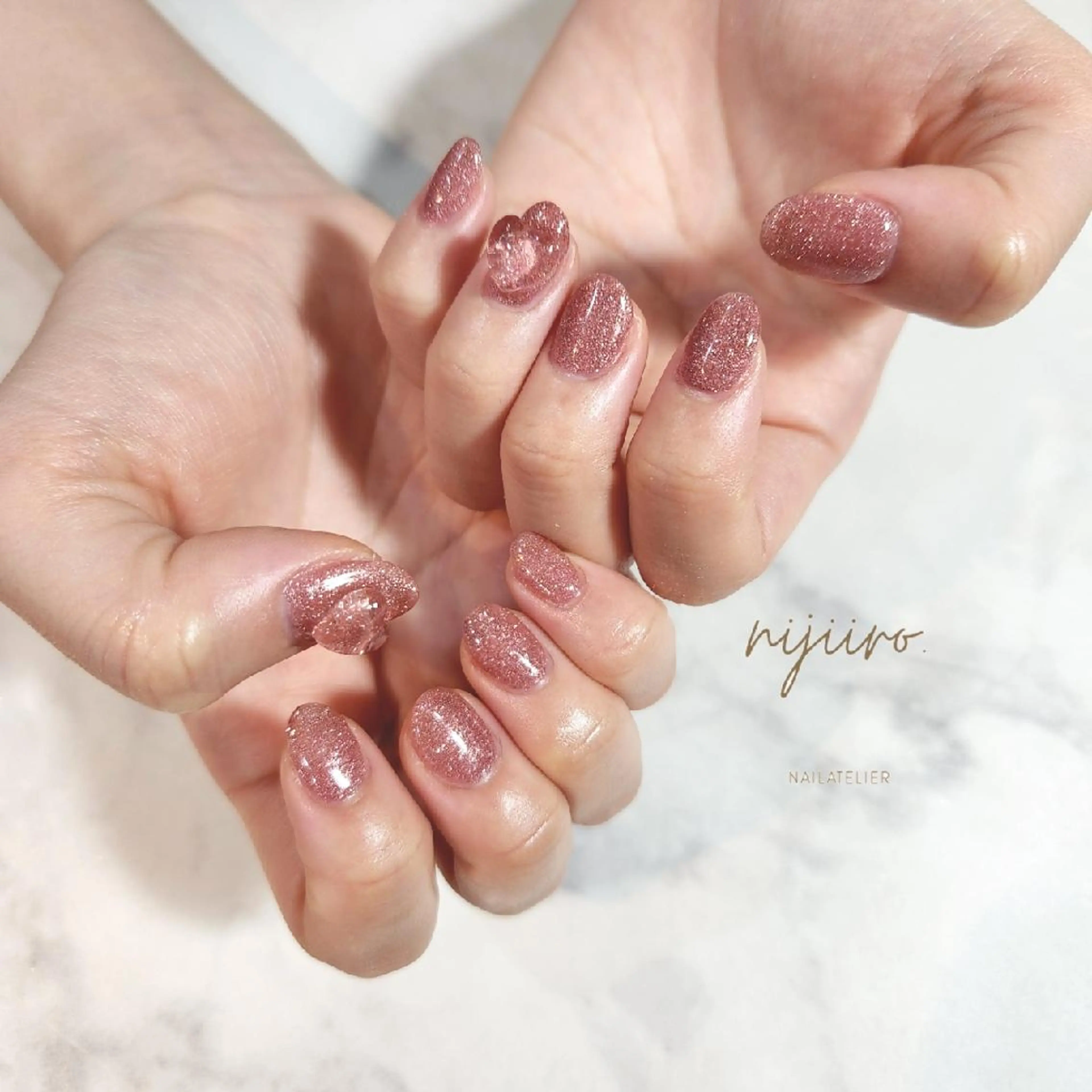 ネイル クリアネイル フラッシュネイル ハート ハンドネイル nijiiro🌈 サトウのネイルデザイン